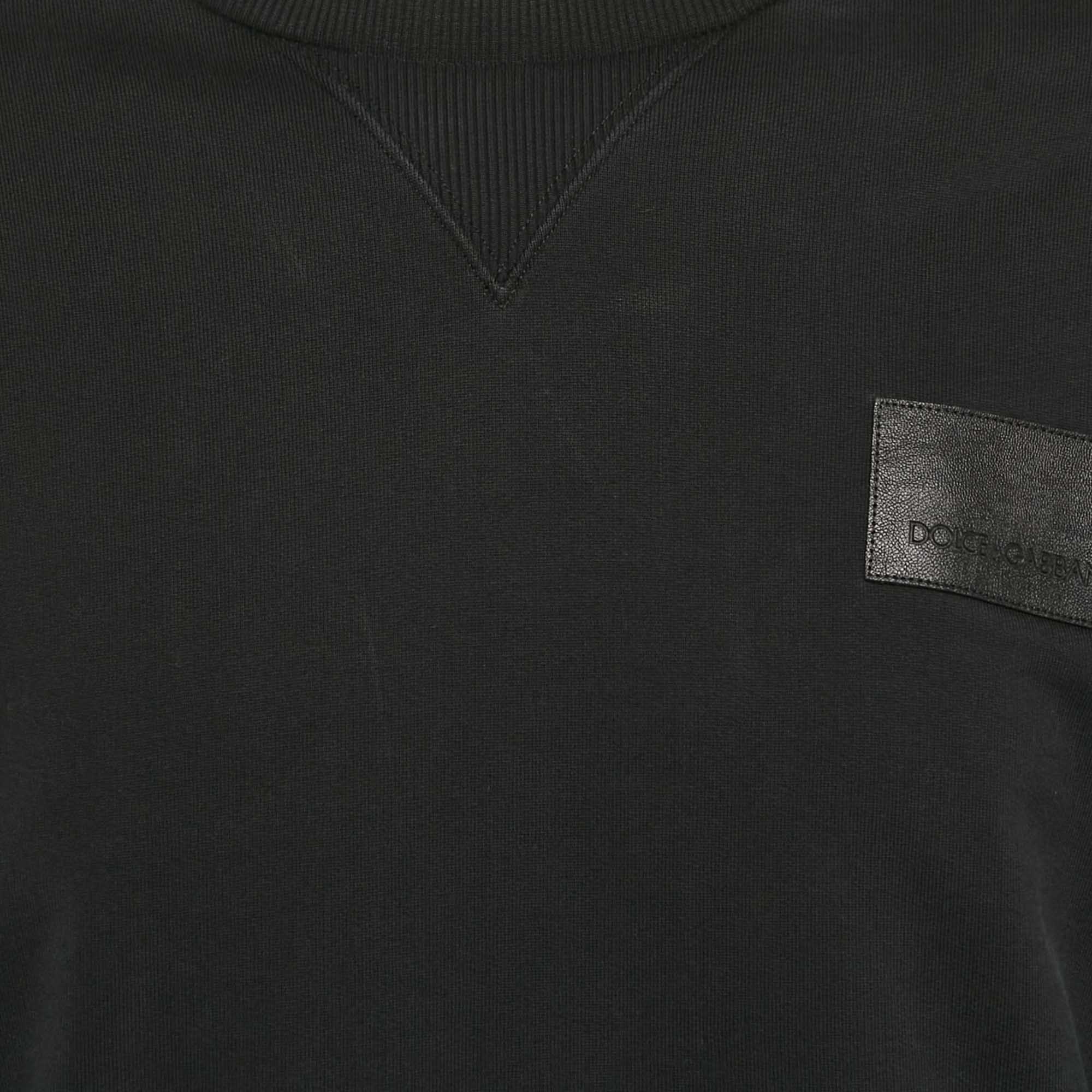 Dolce & Gabbana Black Cotton Knit Crew Neck Sweatshirt S 