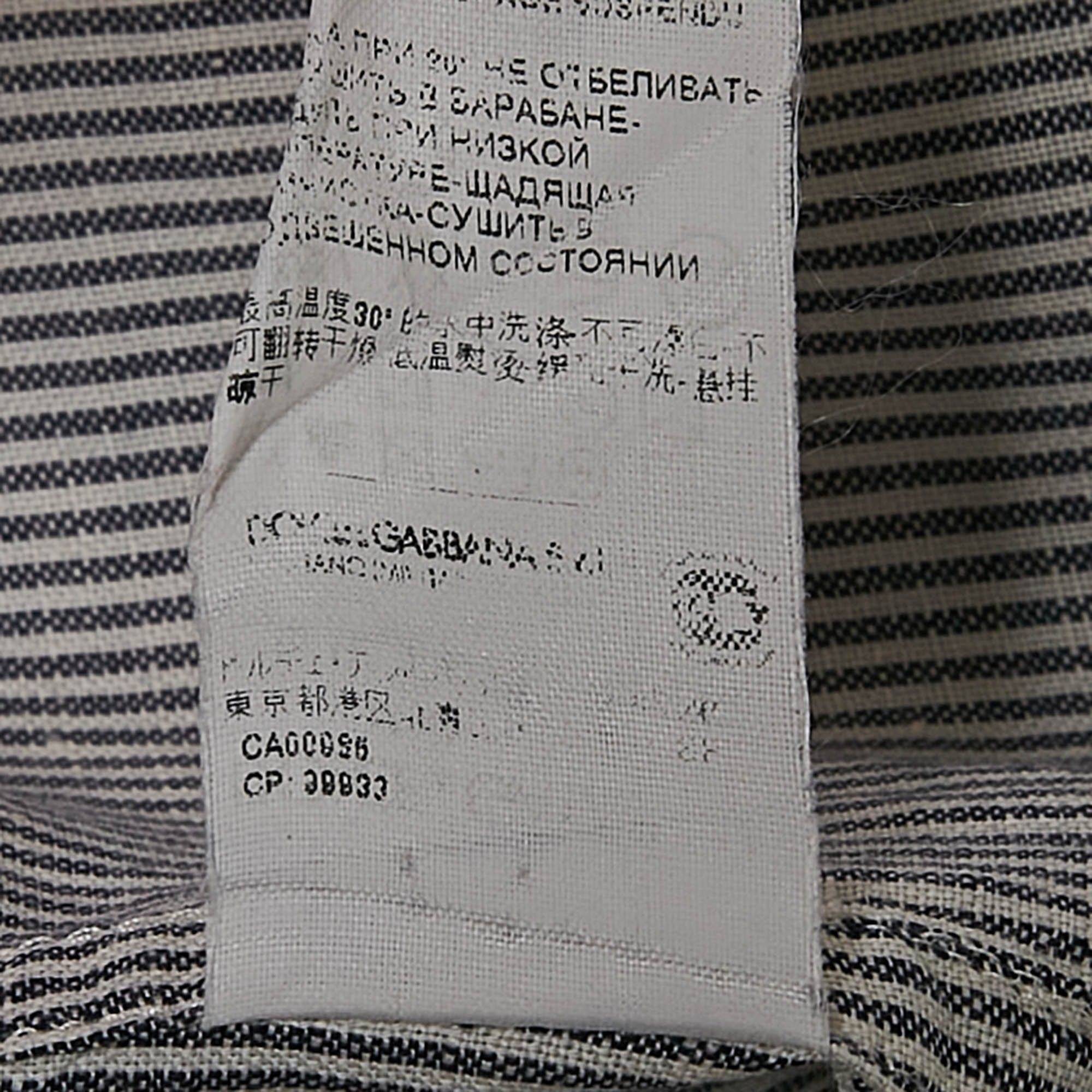 Dolce & Gabbana Grey Stripe Cotton Button Front Shirt M 