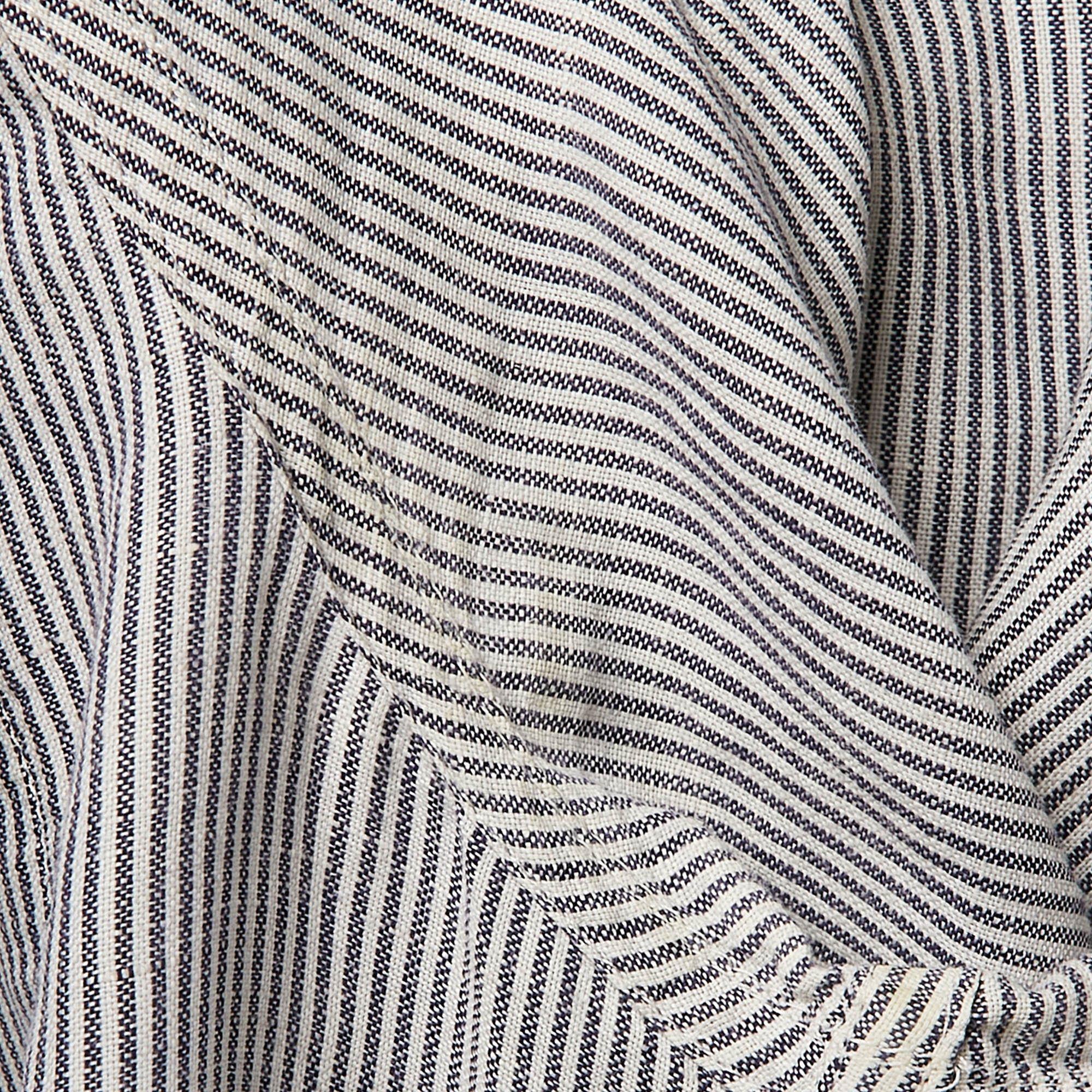 Dolce & Gabbana Grey Stripe Cotton Button Front Shirt M 