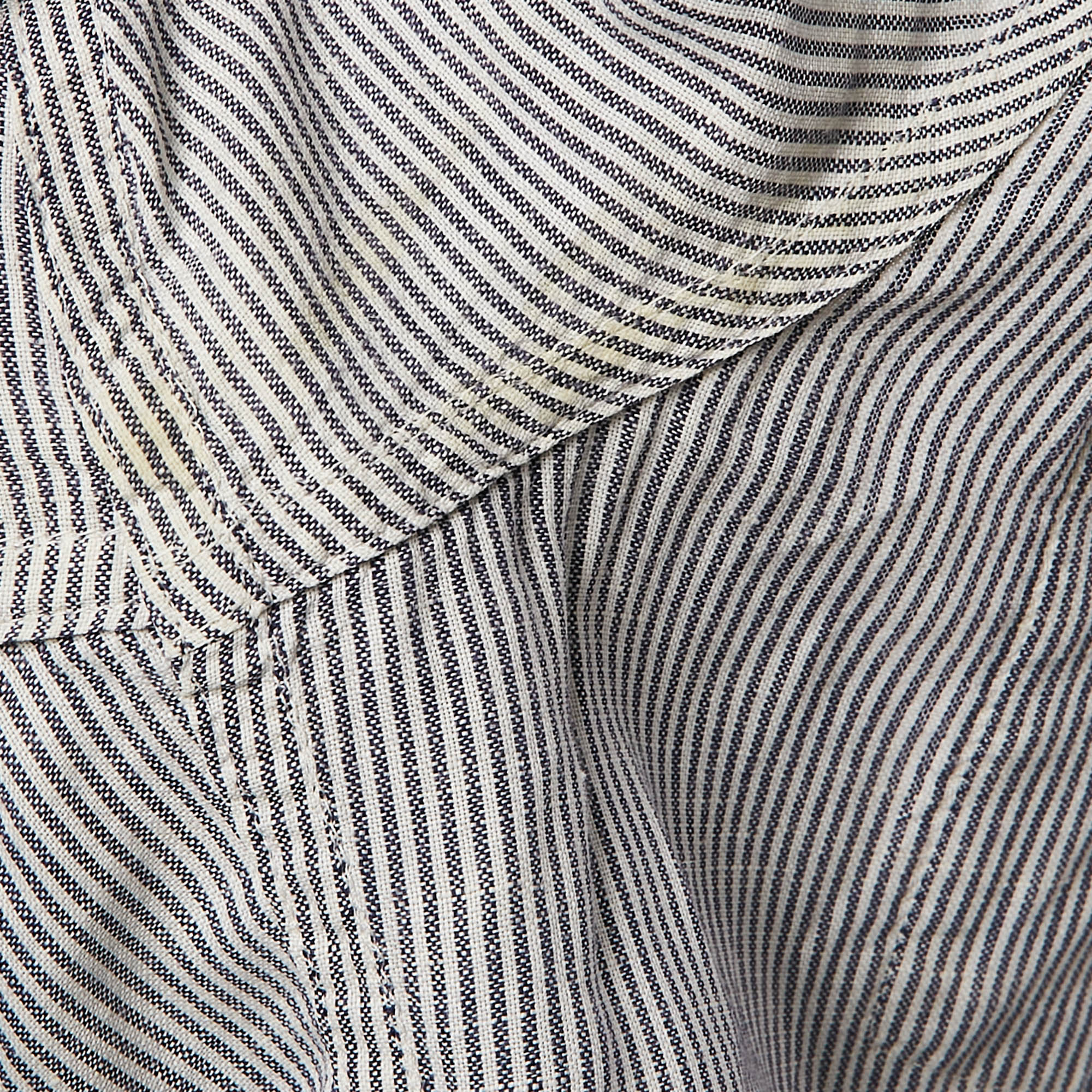 Dolce & Gabbana Grey Stripe Cotton Button Front Shirt M 