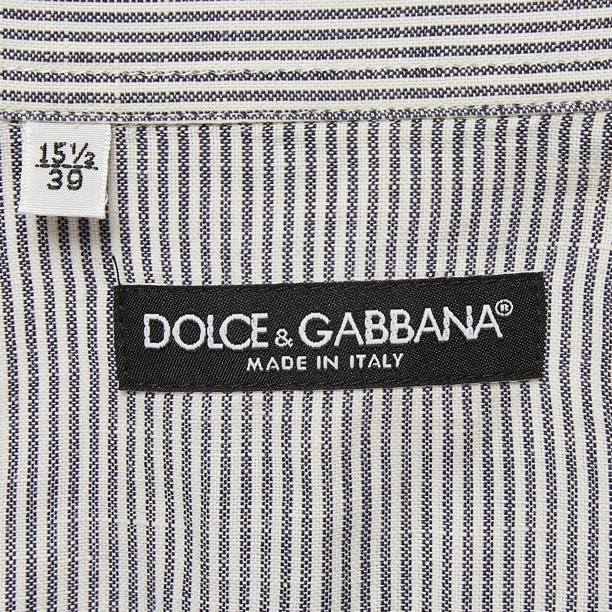 Dolce & Gabbana Grey Stripe Cotton Button Front Shirt M 
