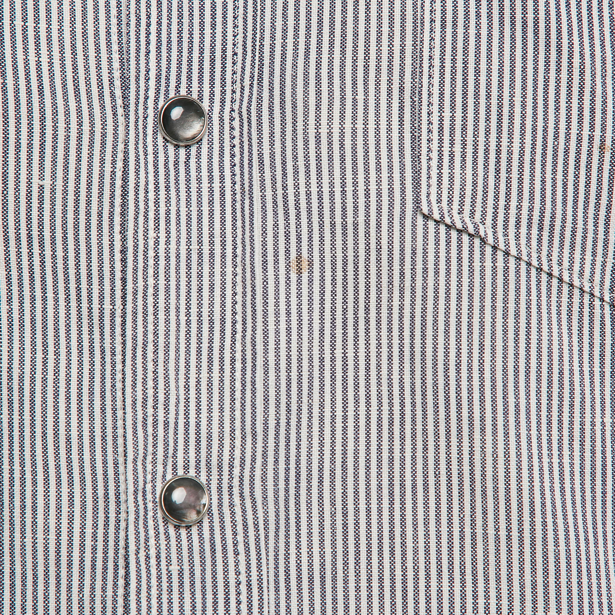 Dolce & Gabbana Grey Stripe Cotton Button Front Shirt M 
