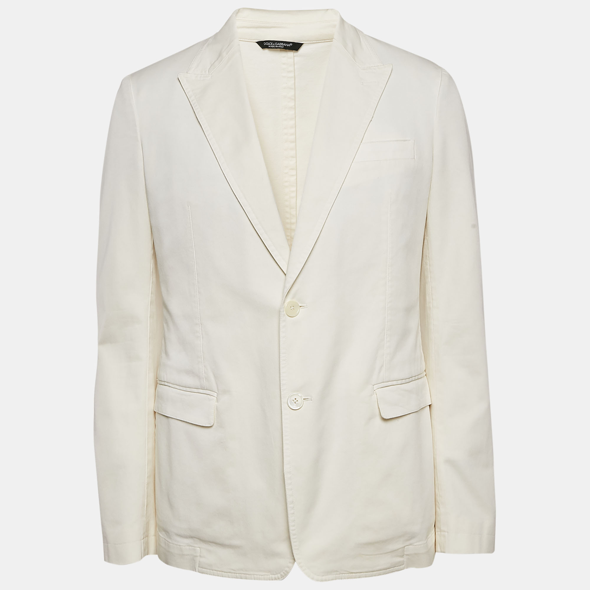 

Dolce & Gabbana Off-White Gabardine Cotton Single Breasted Blazer XL