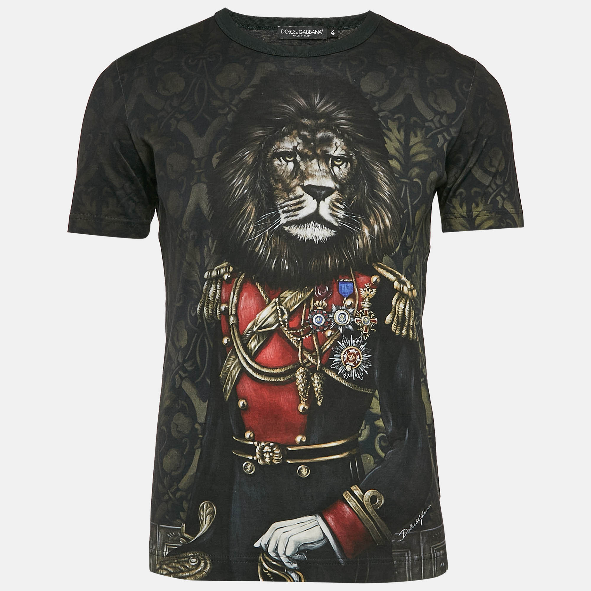 

Dolce & Gabbana Black Heraldic Sicilia Print Cotton T-Shirt M, Green