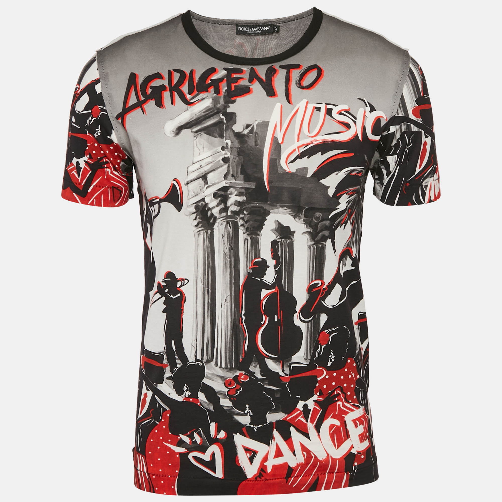 

Dolce & Gabbana Black Arigento Music Print Cotton T-Shirt M