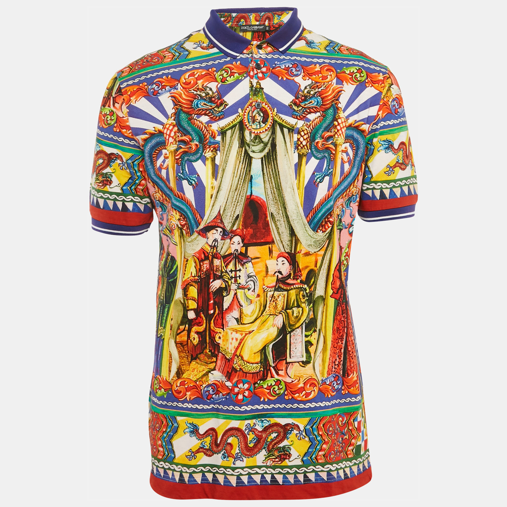 

Dolce & Gabbana Multicolor Printed Cotton Polo T-Shirt L