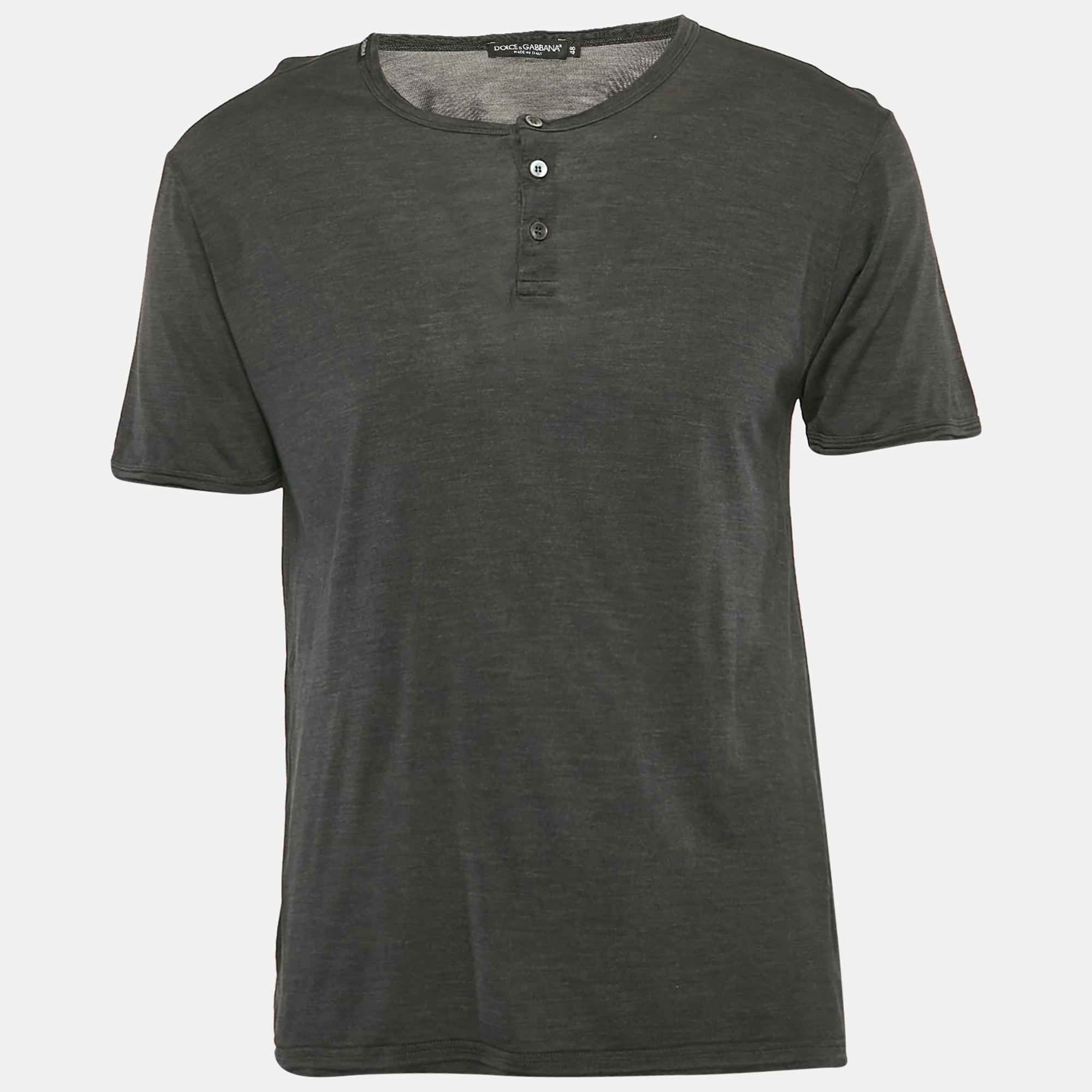 

Dolce & Gabbana Grey Jersey Henley Neck T-Shirt M