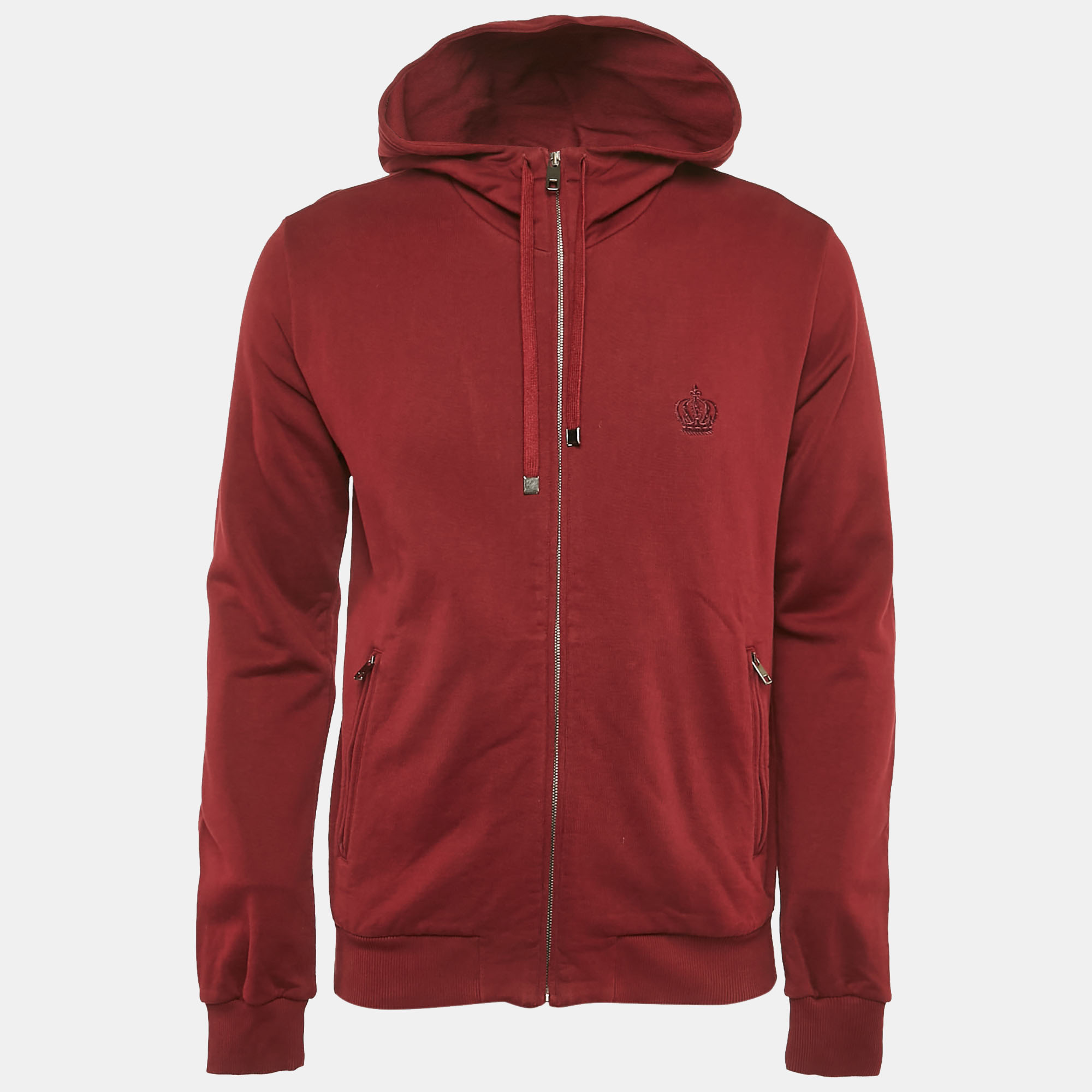 

Dolce & Gabbana Burgundy Cotton Hooded Zip-Up Jacket L