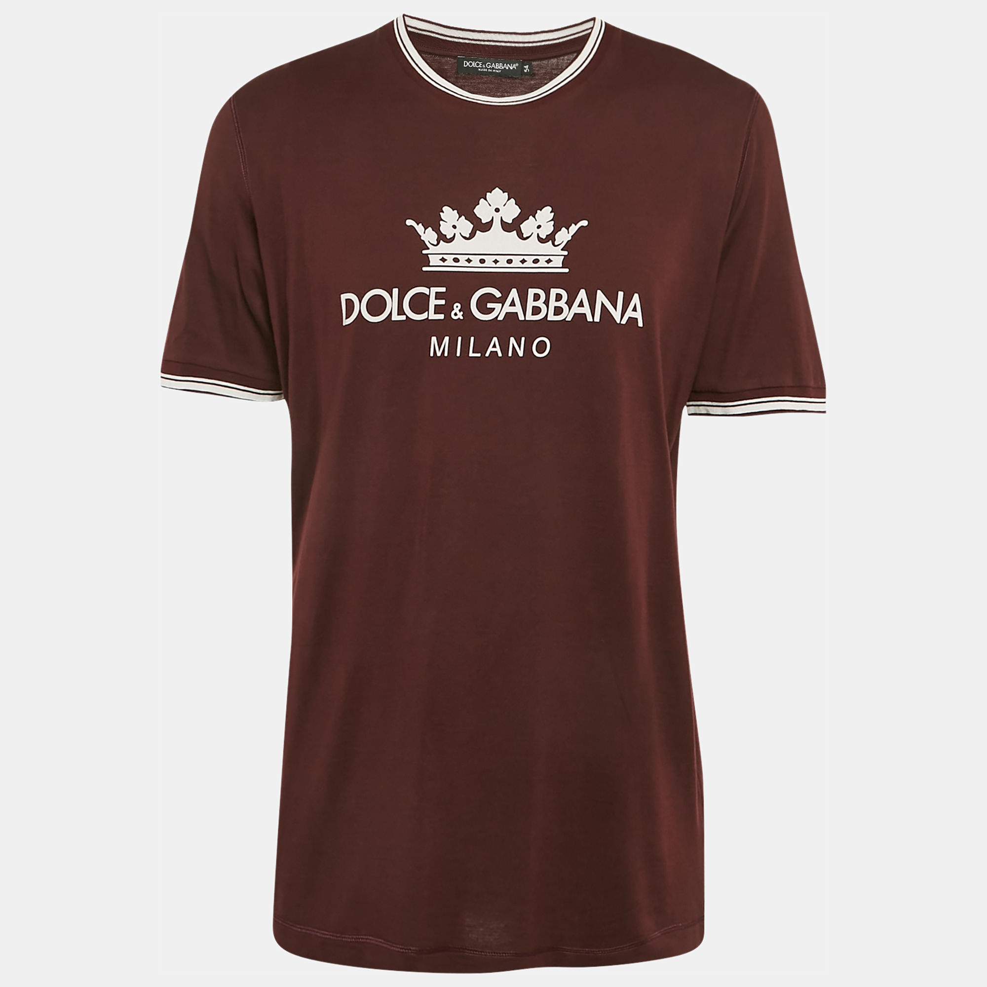 

Dolce & Gabbana Burgundy Logo Print Cotton Knit Crew Neck T-Shirt XXL