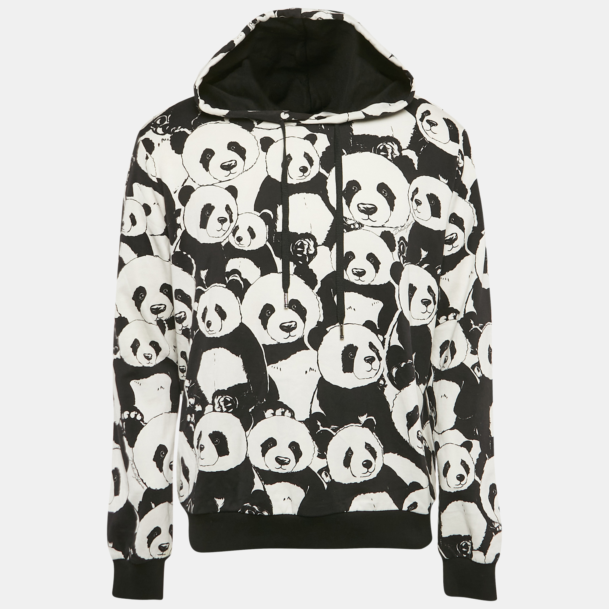 

Dolce & Gabbana Black/White Pandas Print Cotton Knit Hooded Sweatshirt XXL