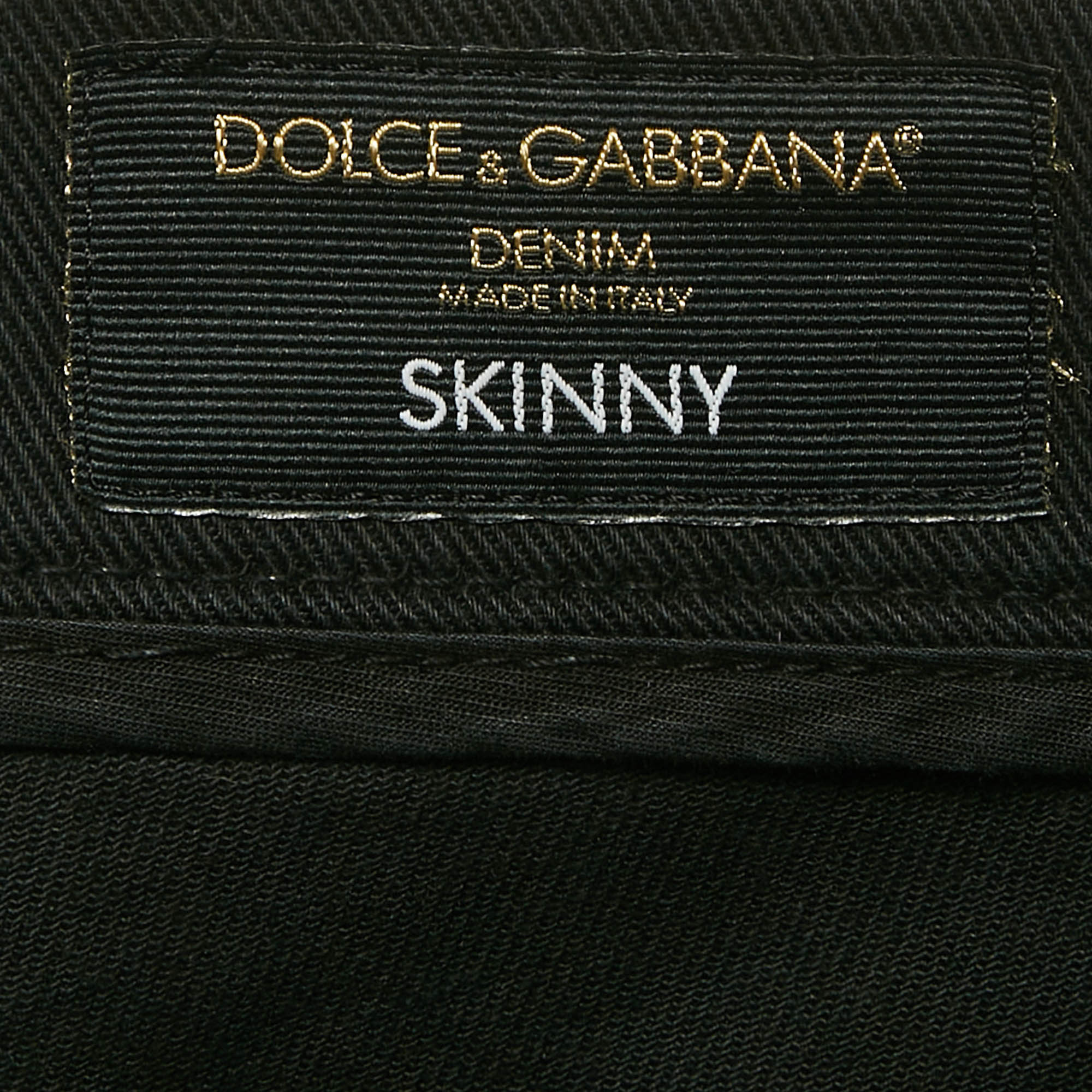 Dolce & Gabbana Black Side Stripe Denim Ripped Skinny Jeans Waist 38