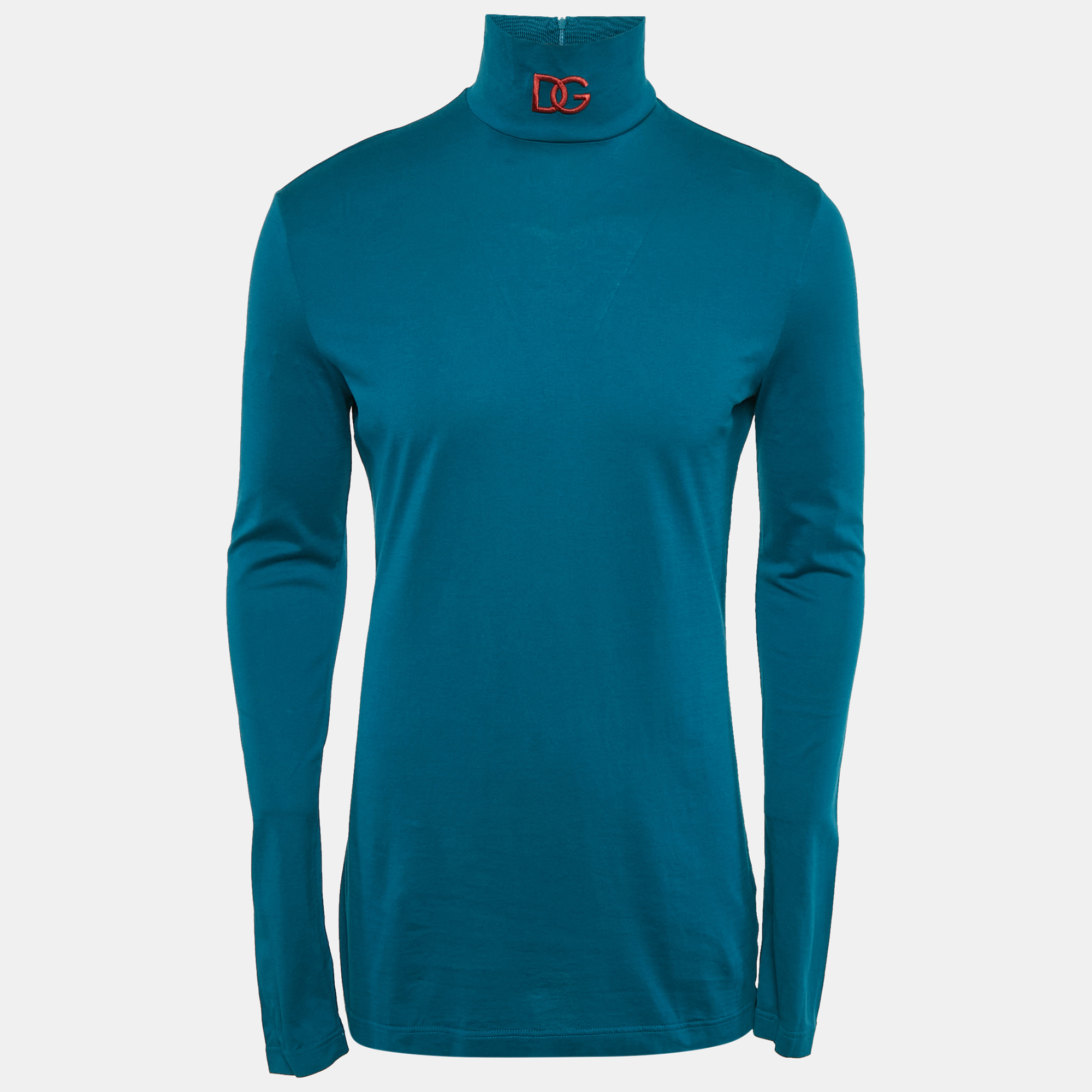 

Dolce & Gabbana Blue Cotton Slim Fit High Neck Pullover XXL