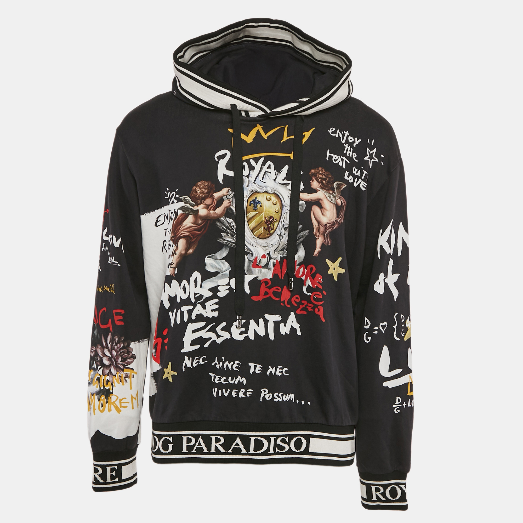 

Dolce & Gabbana Black Angel Print Cotton Hoodie XXL