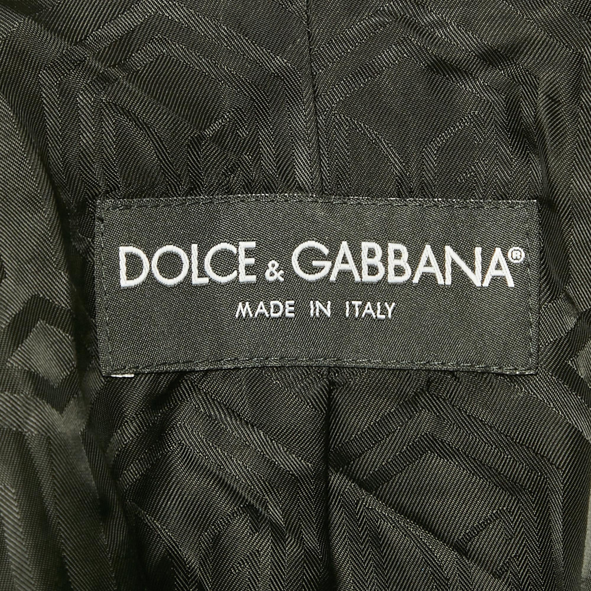 Dolce & Gabbana Black Stripe Cotton Single Breasted Blazer M 