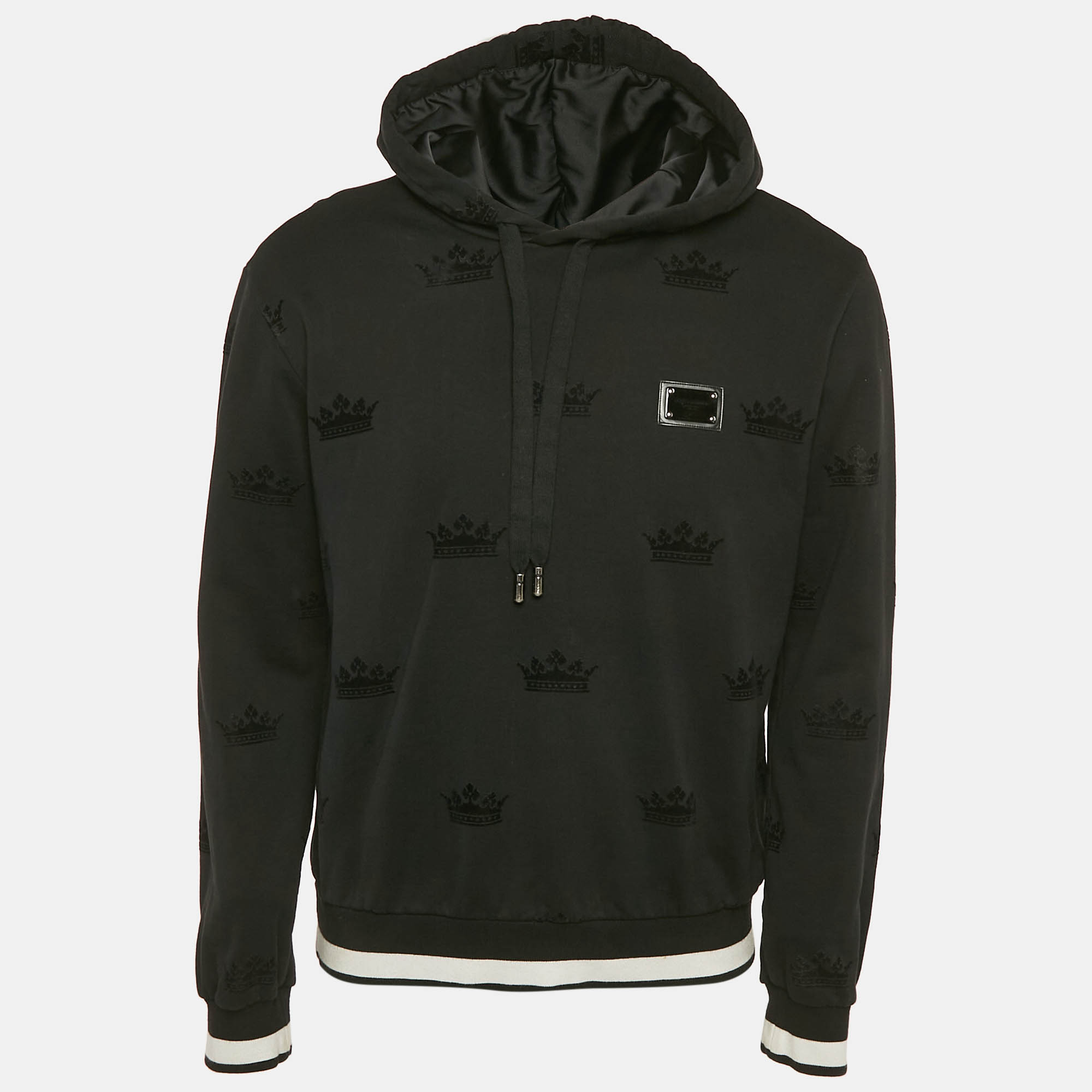 

Dolce & Gabbana Black Crown Flocking Cotton Knit Hoodie L