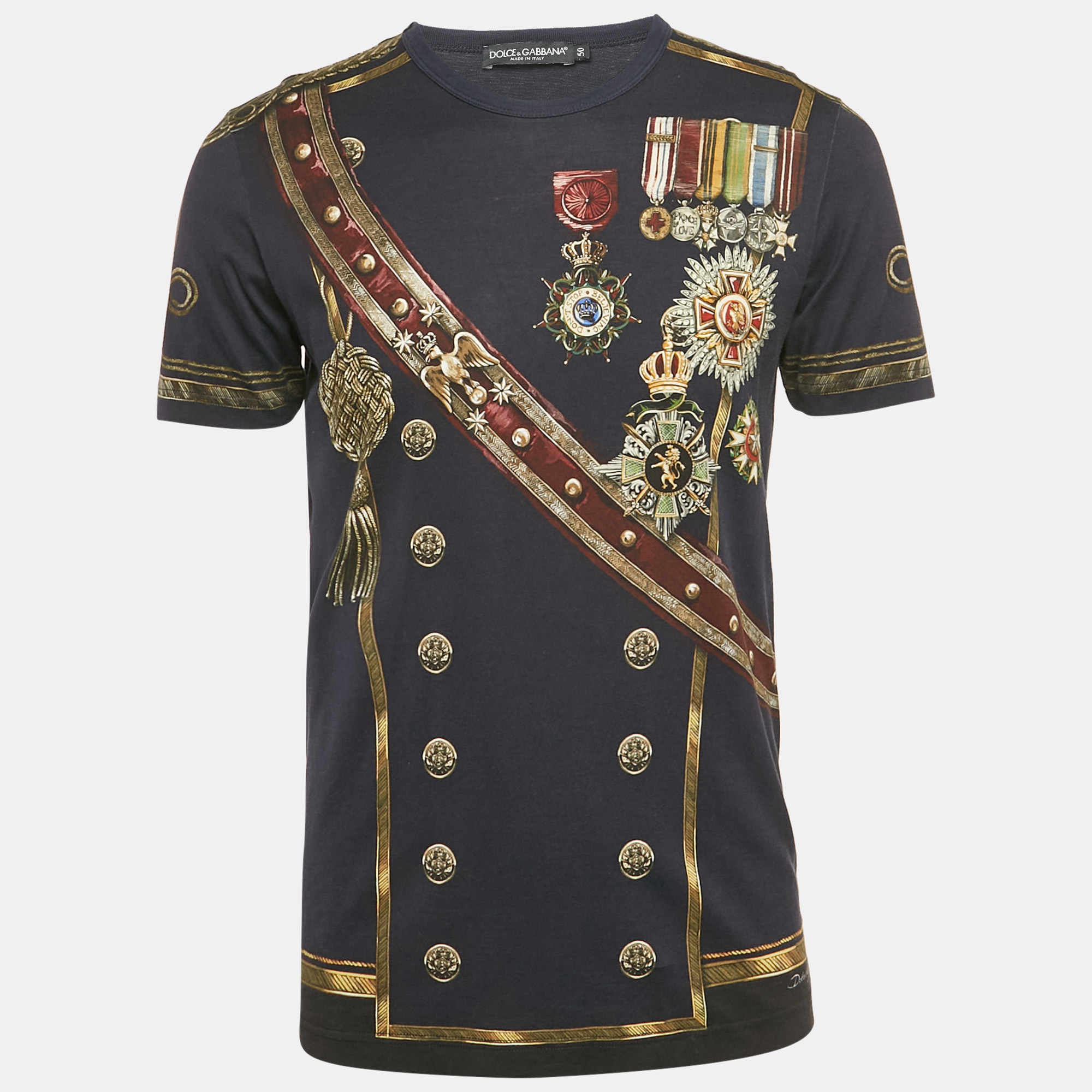 

Dolce & Gabbana Navy Blue General Badge Print Jersey Crewneck T-Shirt L