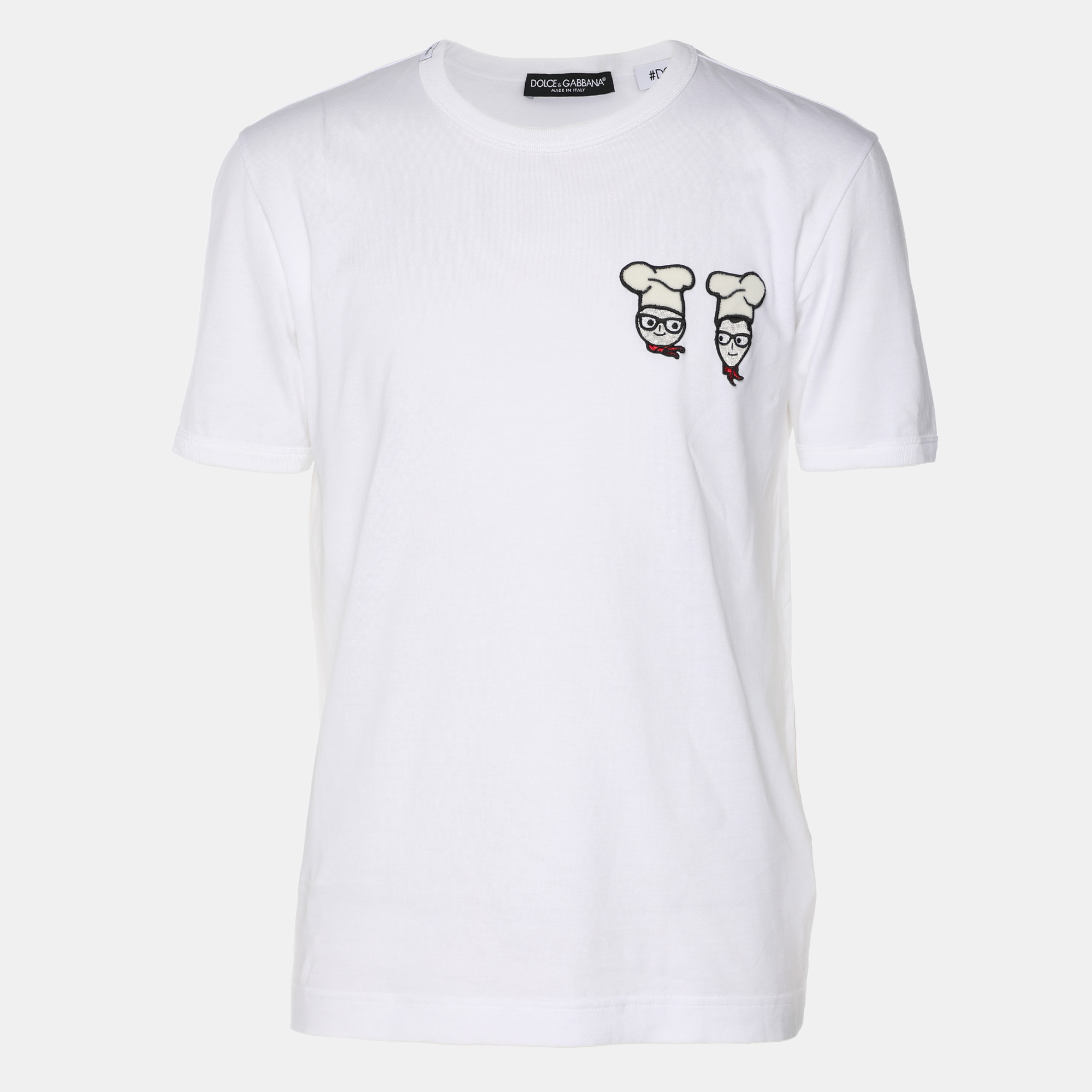 

Dolce & Gabbana White Cotton Cross-Stitch Chef Patch T-Shirt S