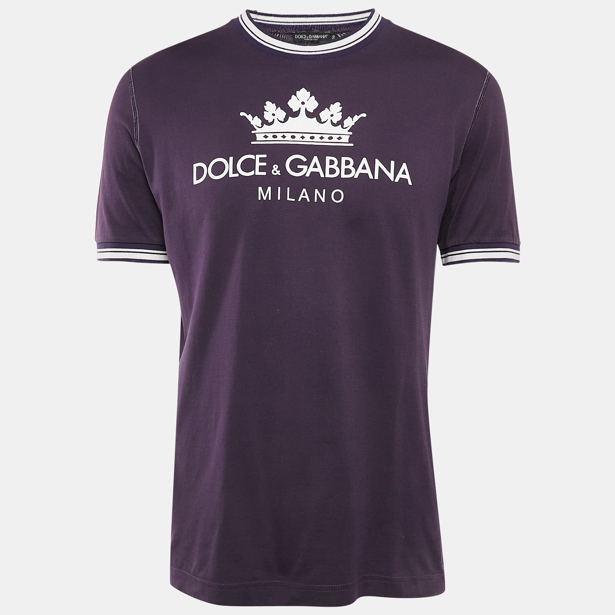 

Dolce & Gabbana Purple Logo Print Cotton Crew Neck T-Shirt L