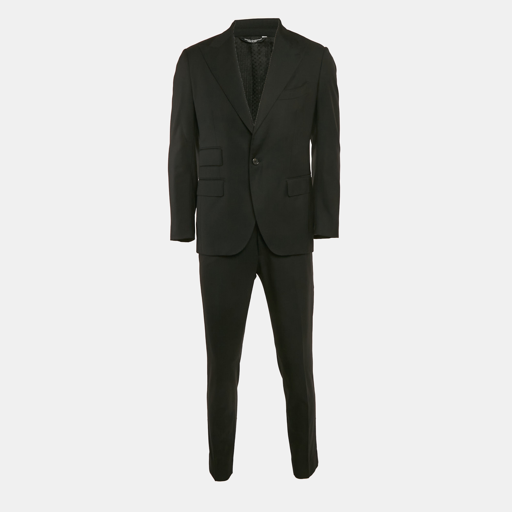 

Dolce & Gabbana Black Wool Single Breasted Pants Suit M