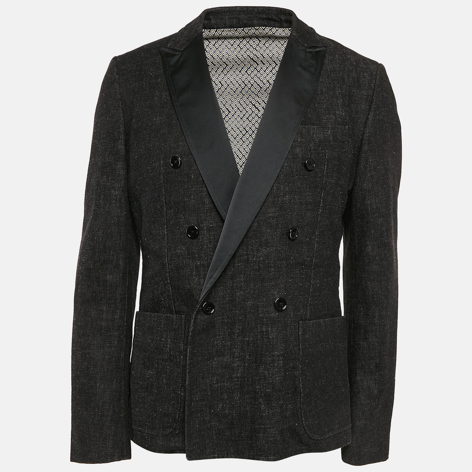 

Dolce & Gabbana Black Denim Double Breasted Blazer L