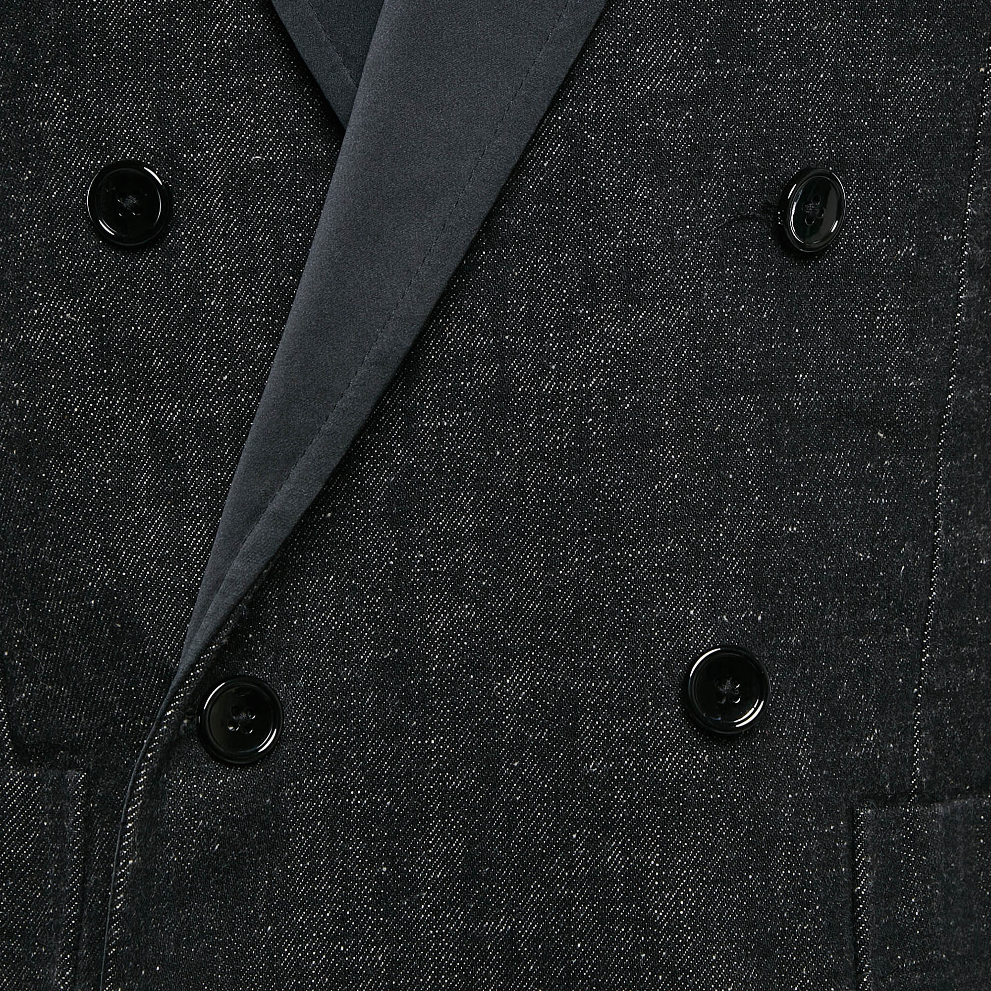 Dolce & Gabbana Black Denim Double Breasted Blazer L 