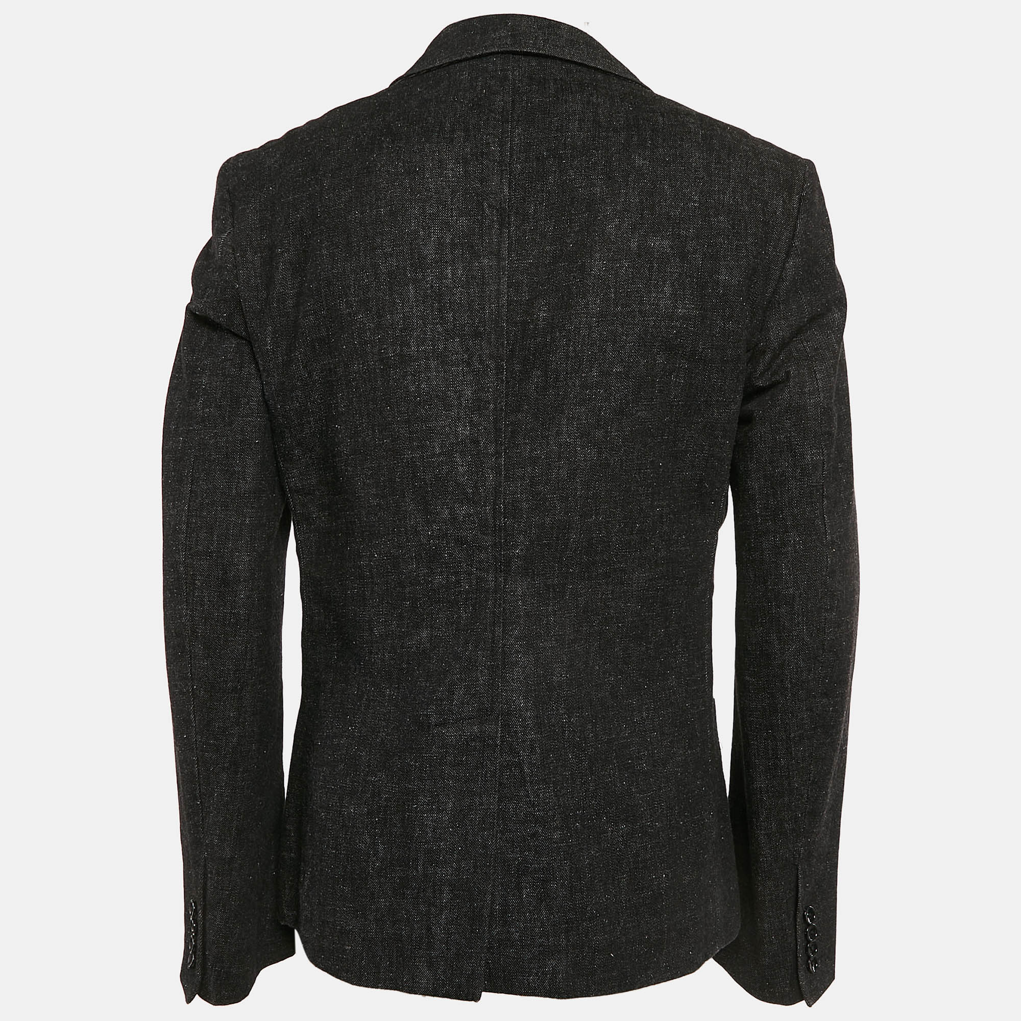 Dolce & Gabbana Black Denim Double Breasted Blazer L 