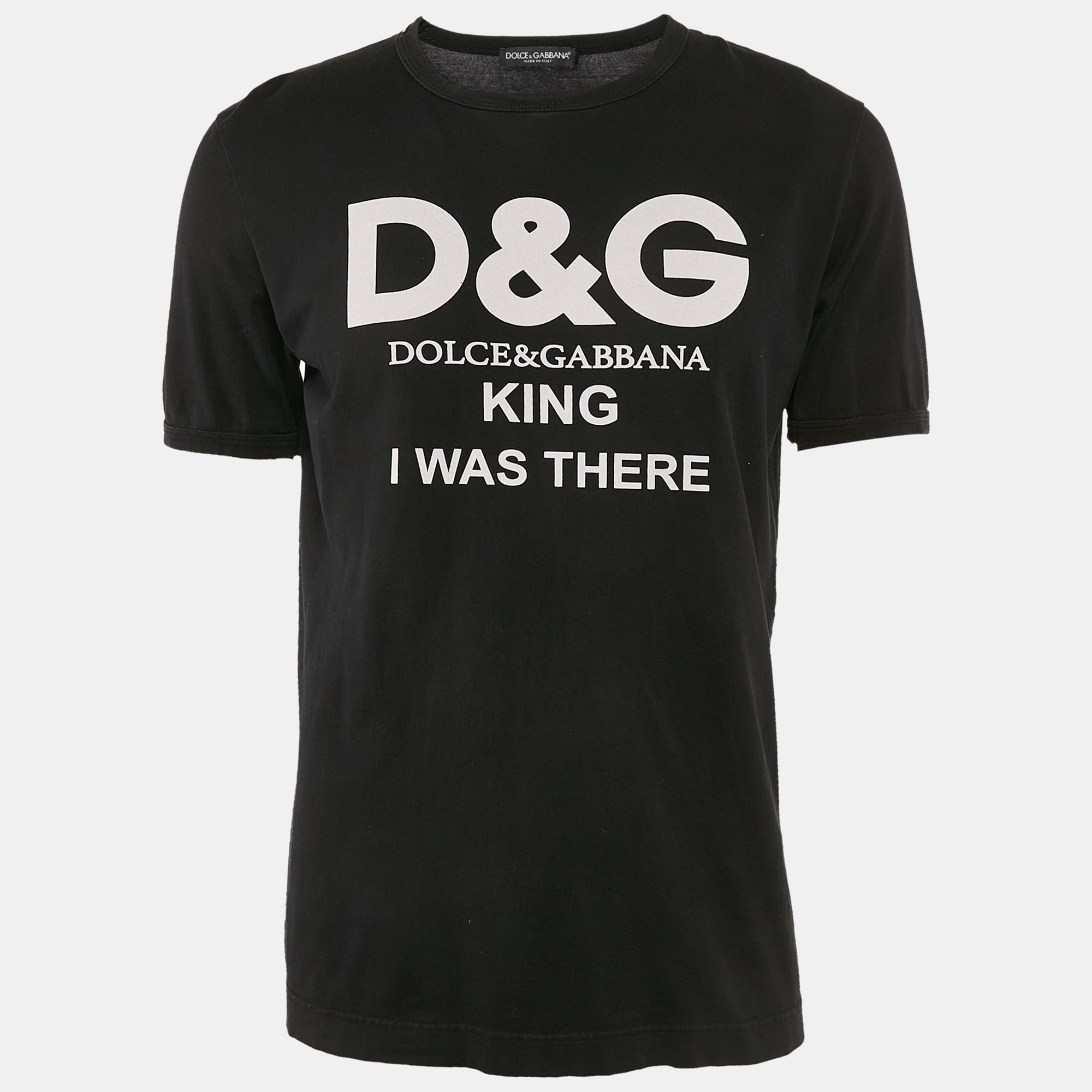 

Dolce & Gabbana Black Logo Print Cotton Crew Neck T-Shirt M