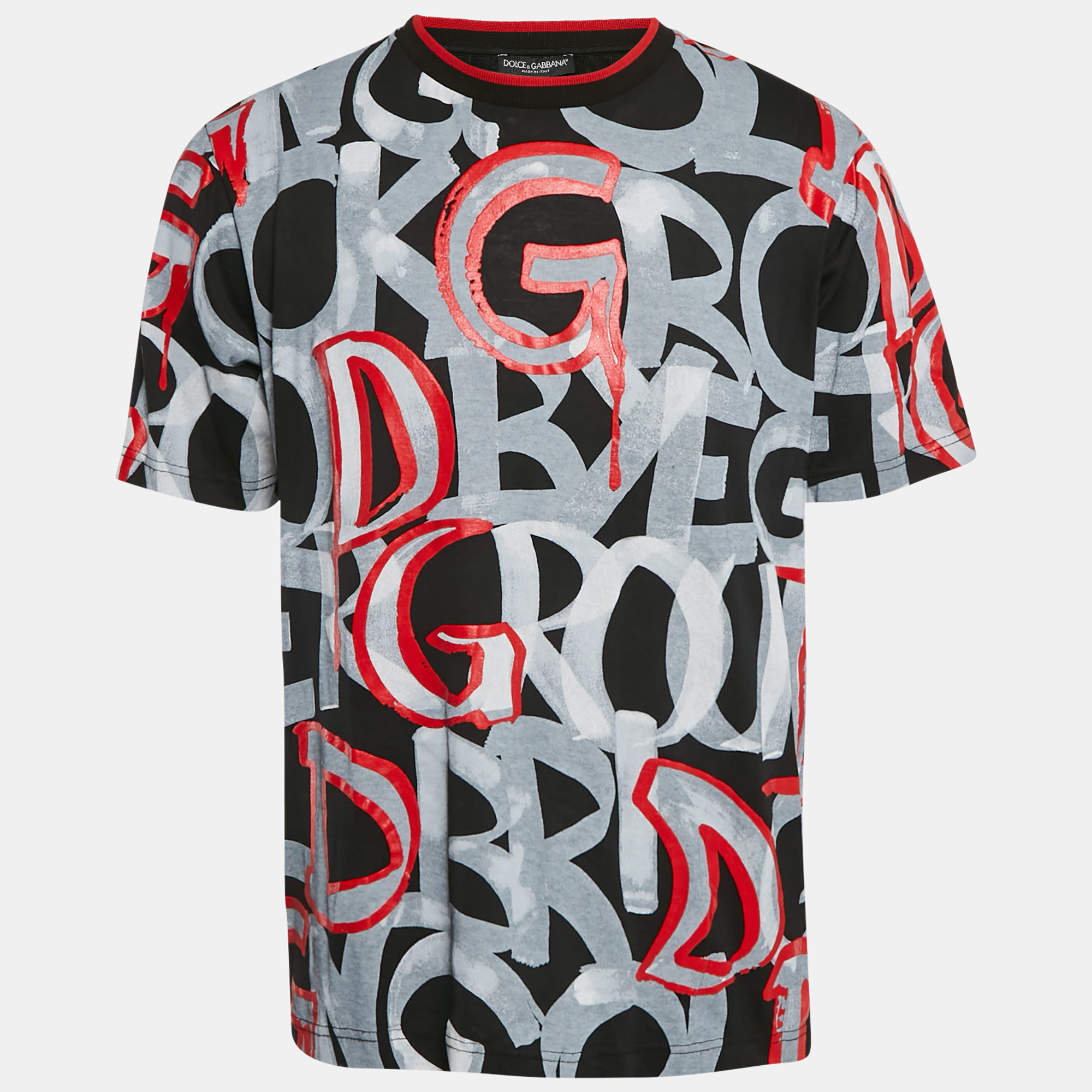 

Dolce & Gabbana Black Graffiti Print Cotton Crew Neck T-Shirt M