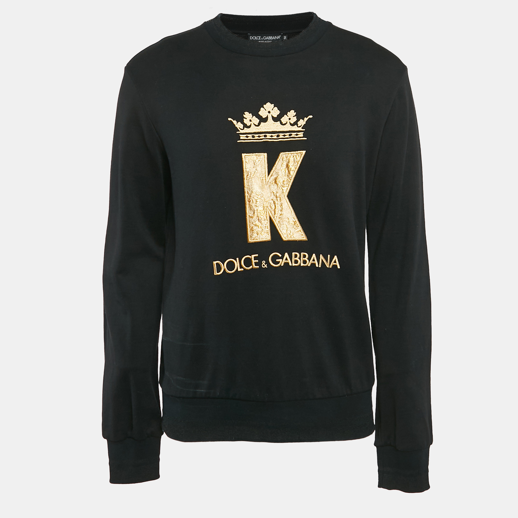 

Dolce & Gabbana Black King Applique Cotton Sweatshirt L