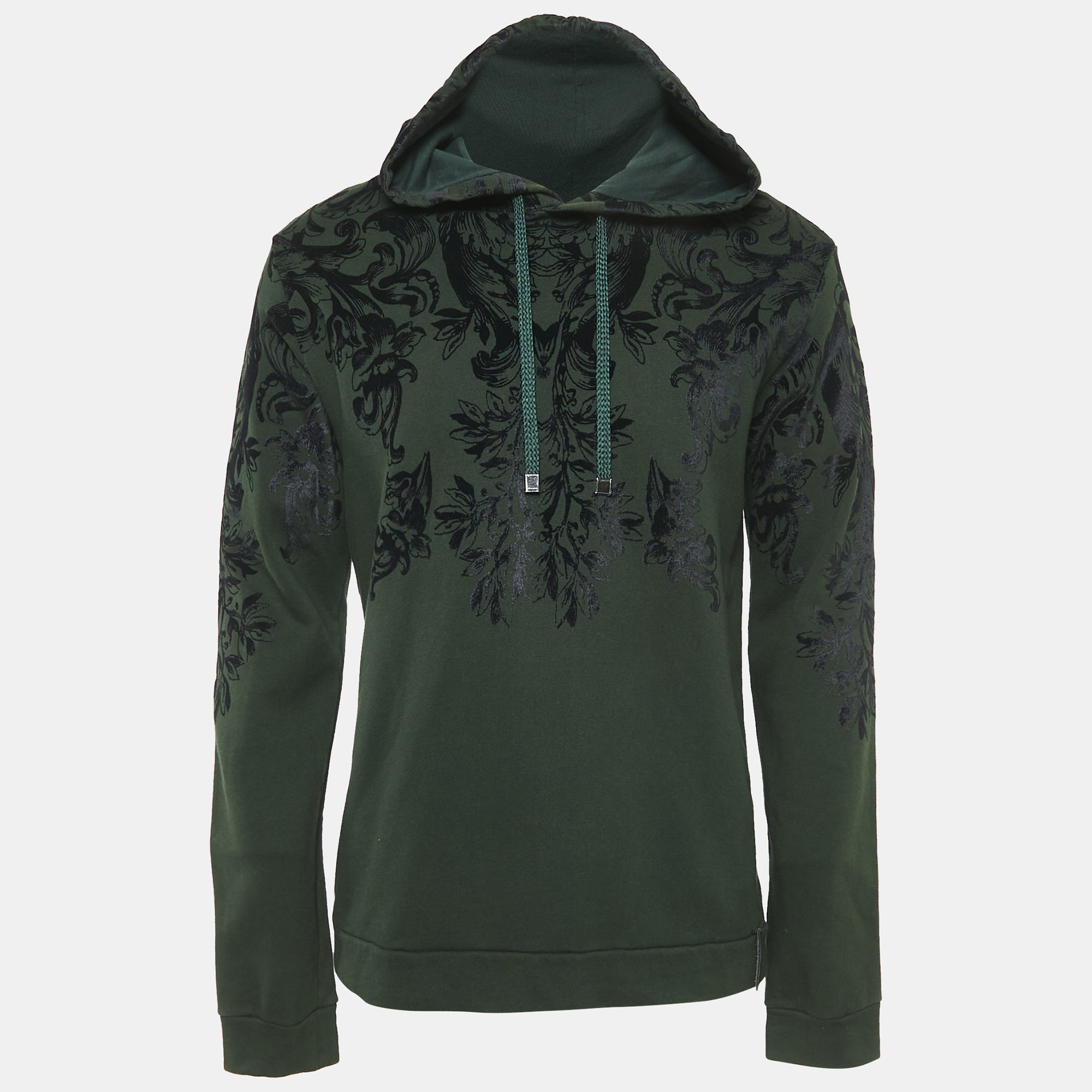 

Dolce & Gabbana Green Flock Print Cotton Hooded Sweatshirt M
