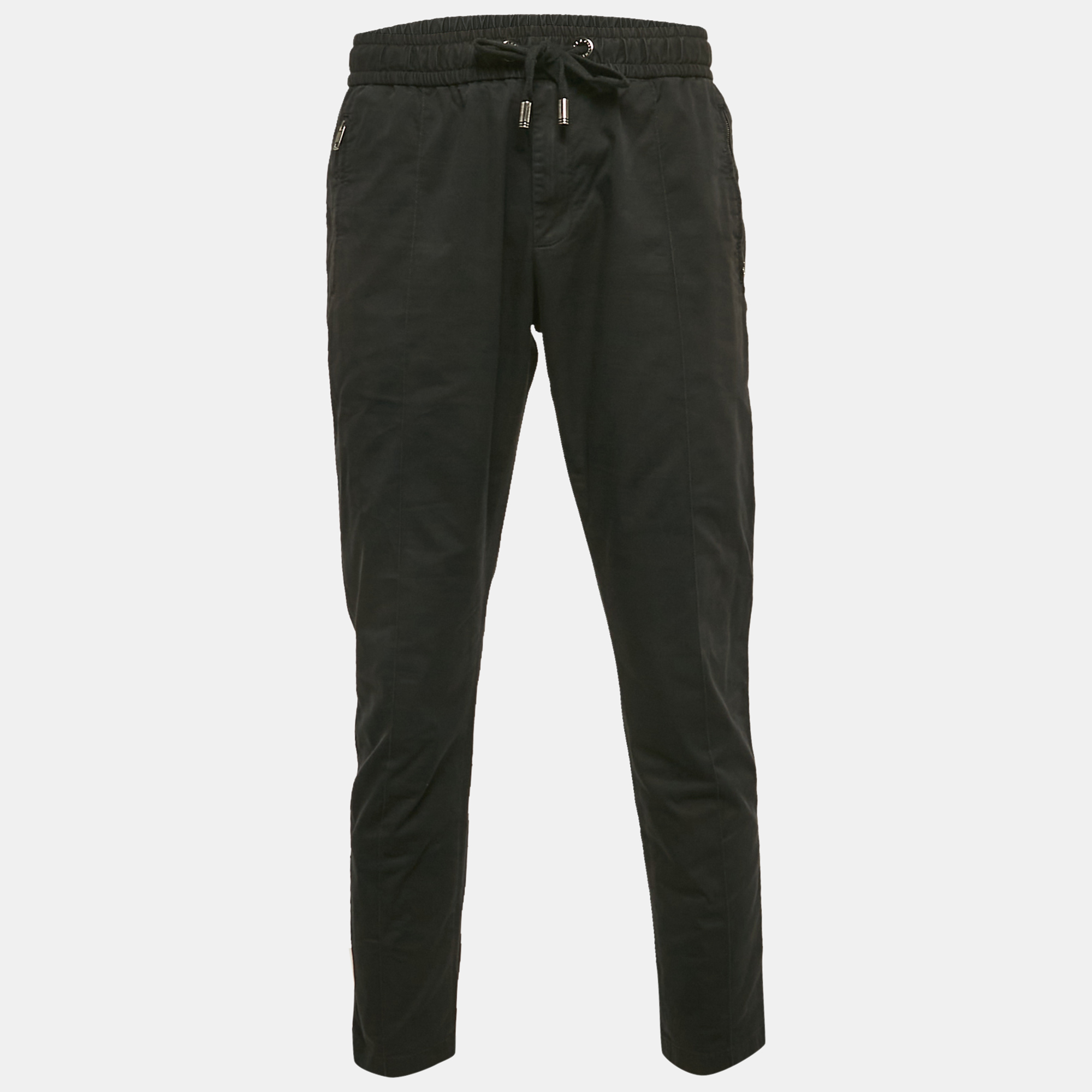 

Dolce & Gabbana Black Cotton Drawstring Trousers L
