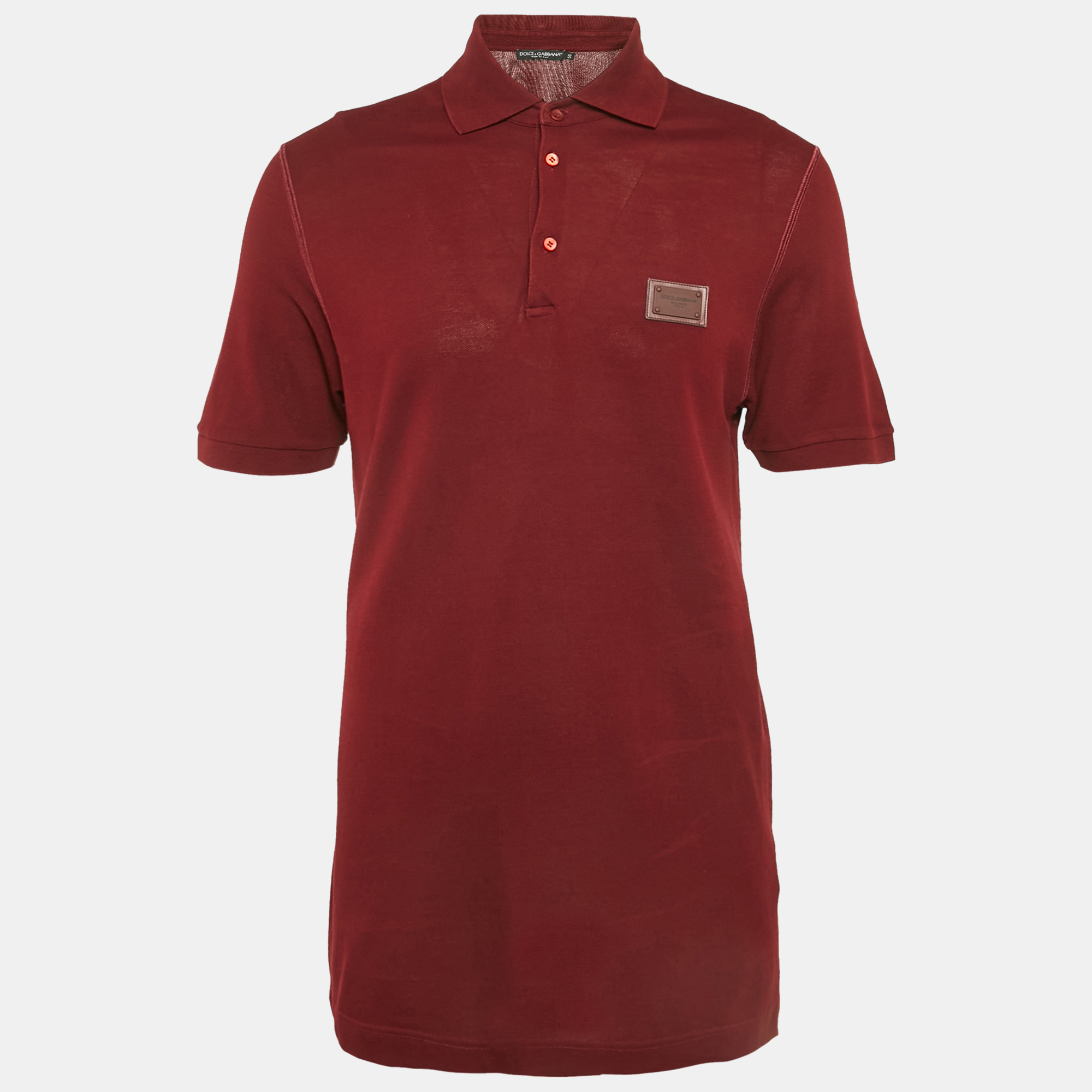 

Dolce & Gabbana Burgundy Cotton Pique Polo T-Shirt L
