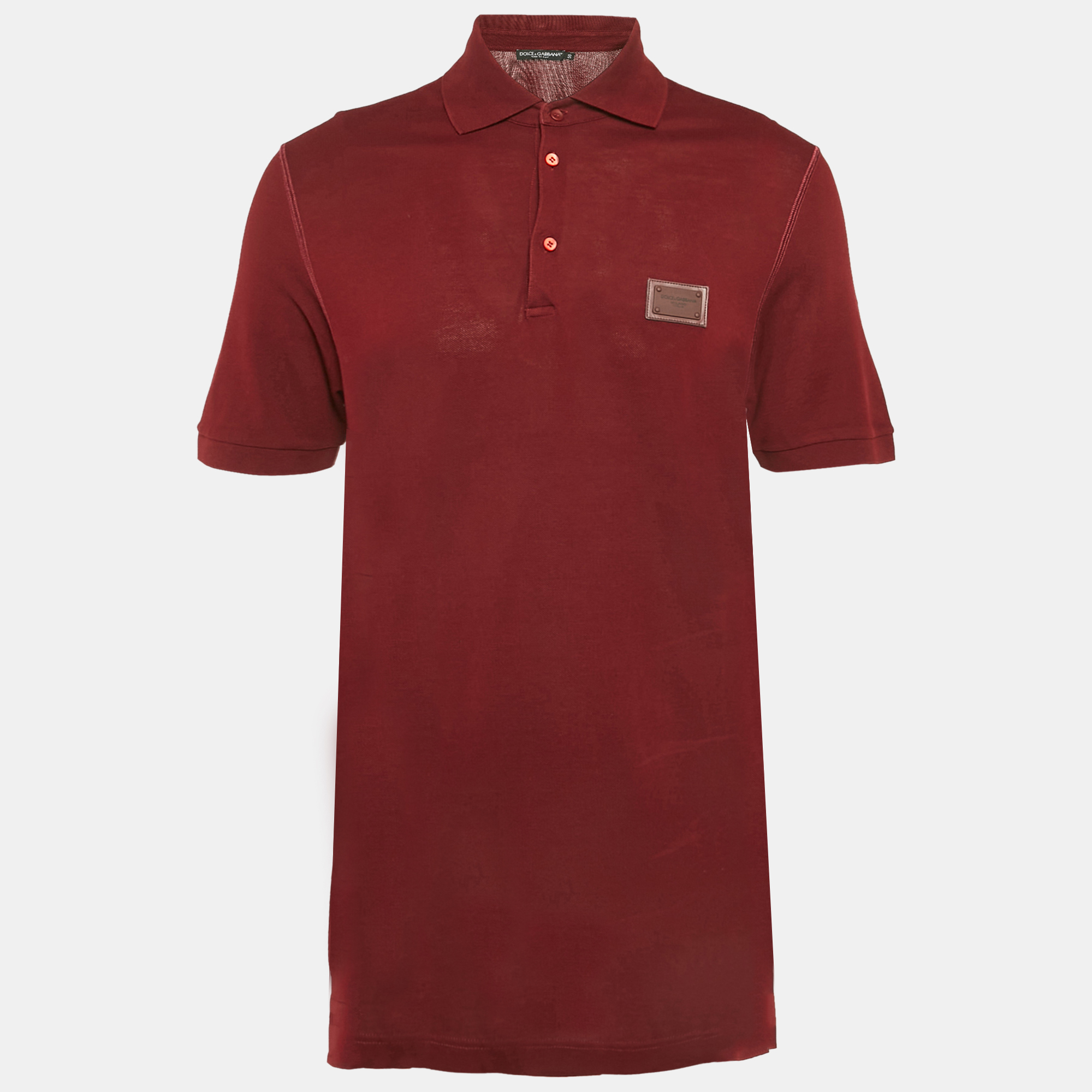 

Dolce & Gabbana Burgundy Cotton Pique Polo T-Shirt L