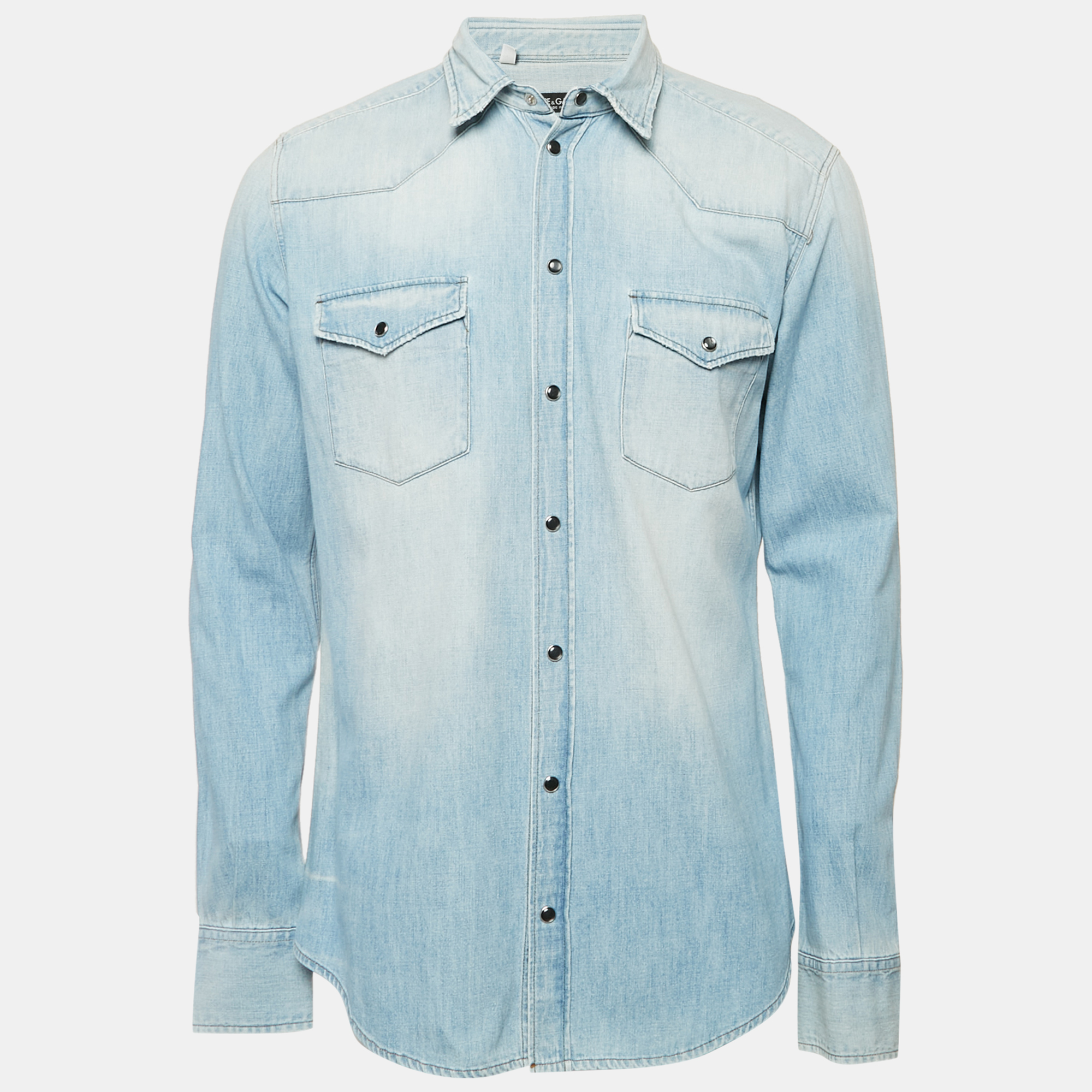 

Dolce & Gabbana Blue Faded Denim Sicilia Shirt XL