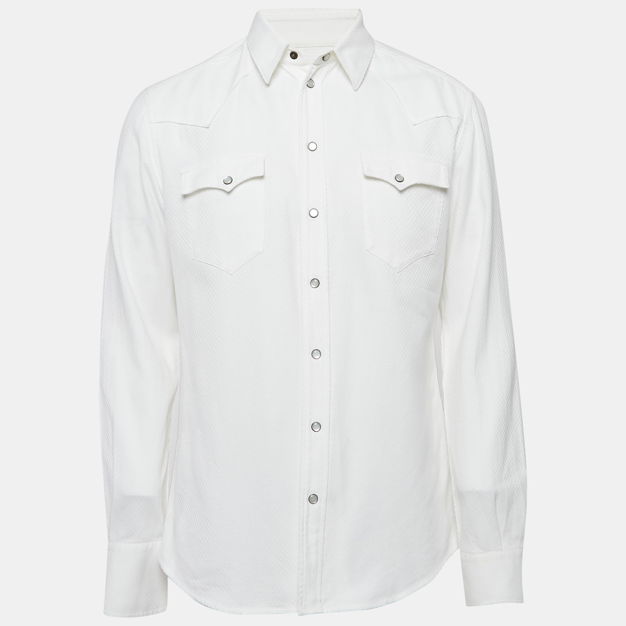 

Dolce & Gabbana White Patterned Cotton Sicilia Shirt XL