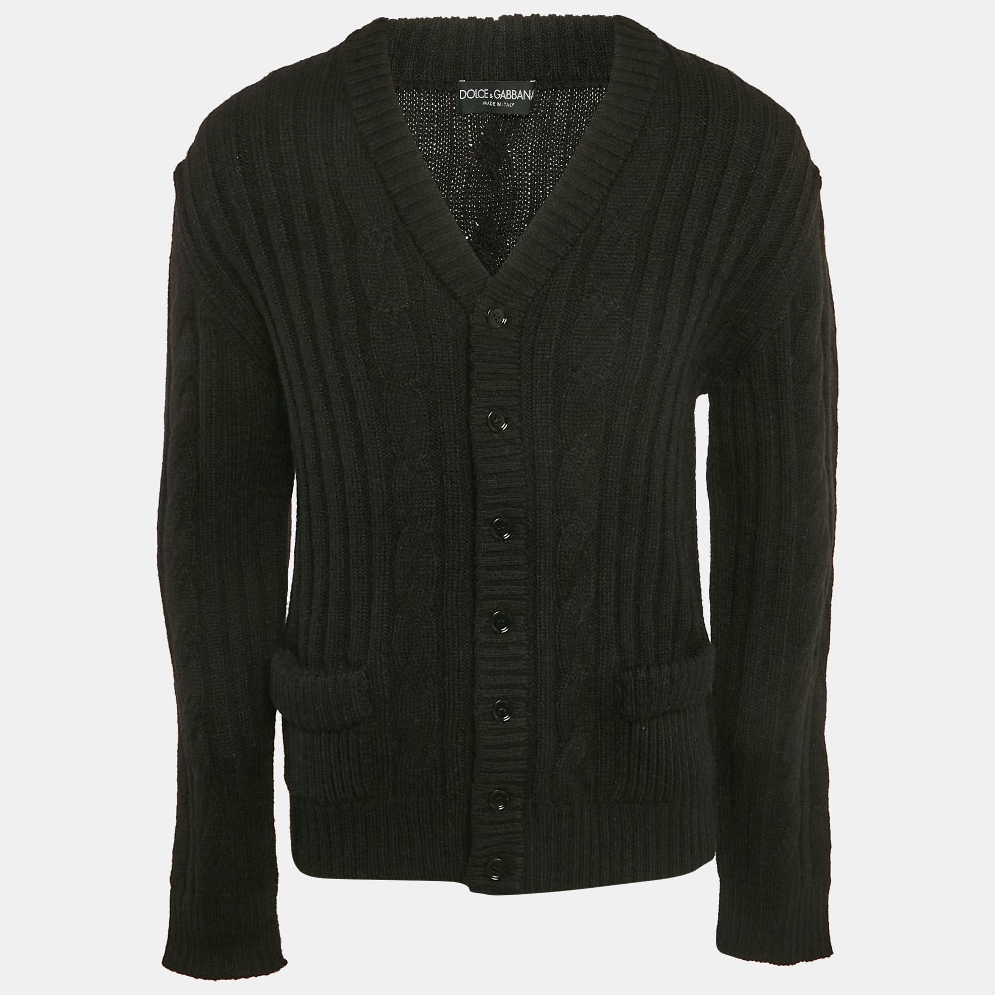 

Dolce & Gabbana Black Cable Knit Cardigan L