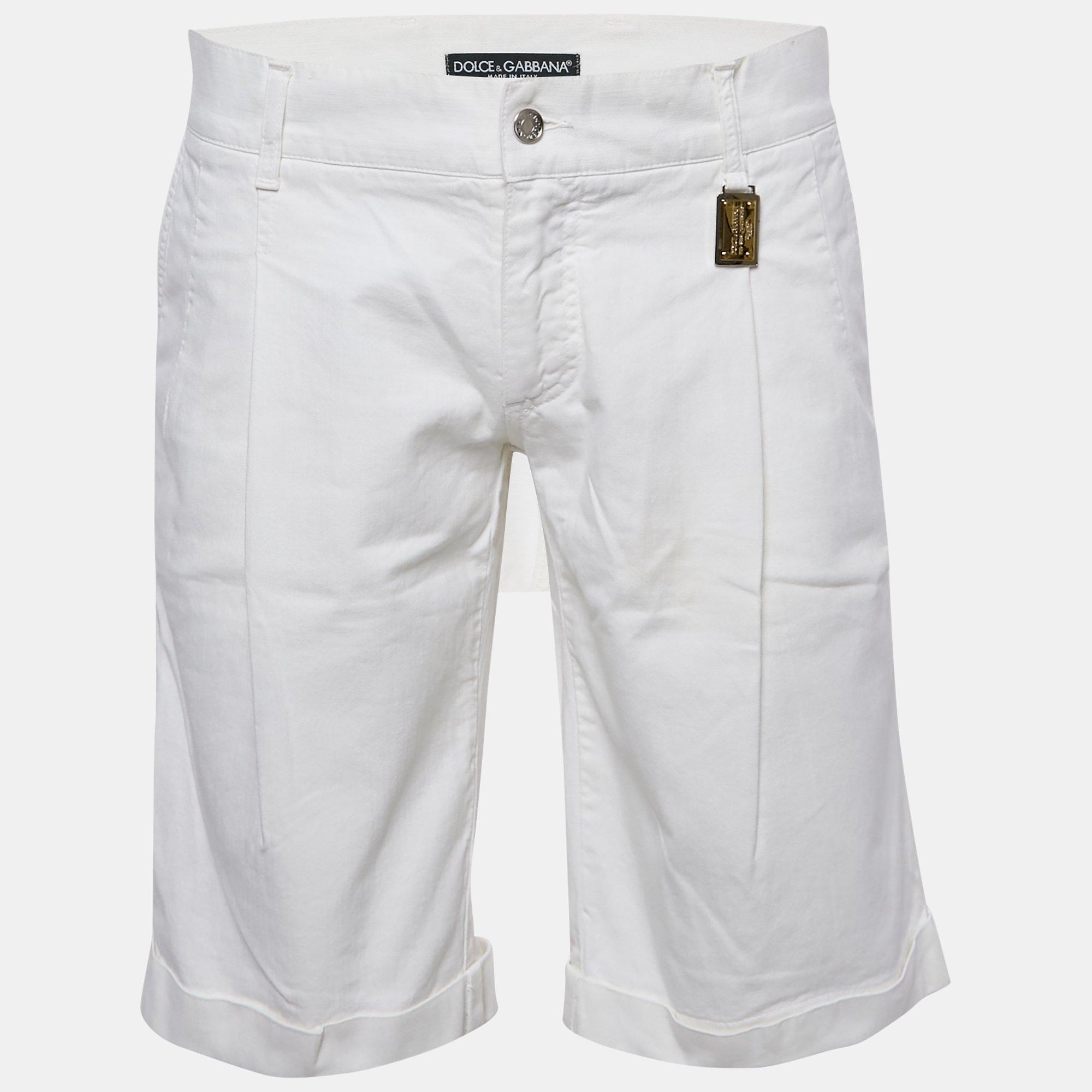 

Dolce & Gabbana White Denim Pleated Shorts M