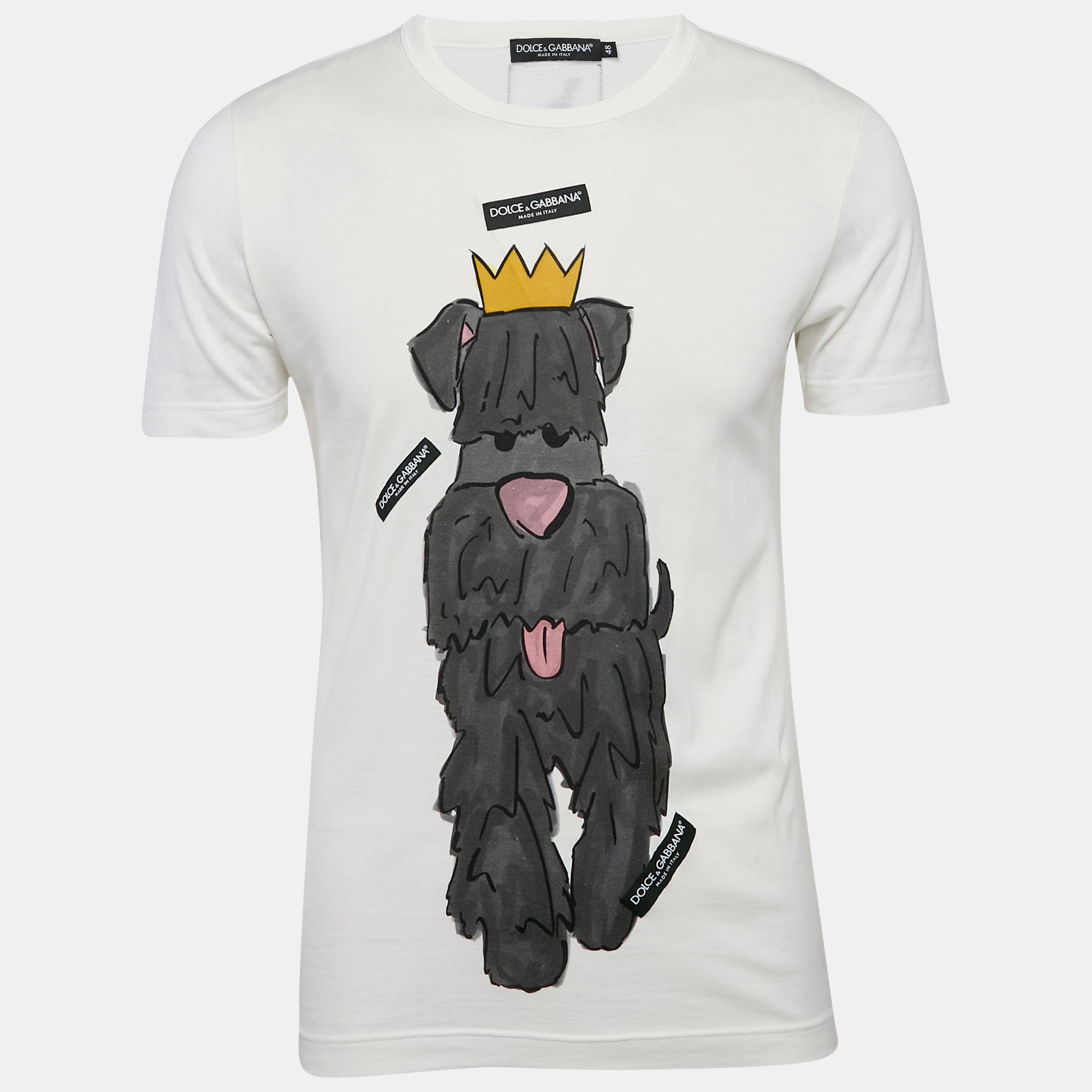 

Dolce & Gabbana White Printed Jersey Year Of The Dog T-Shirt M