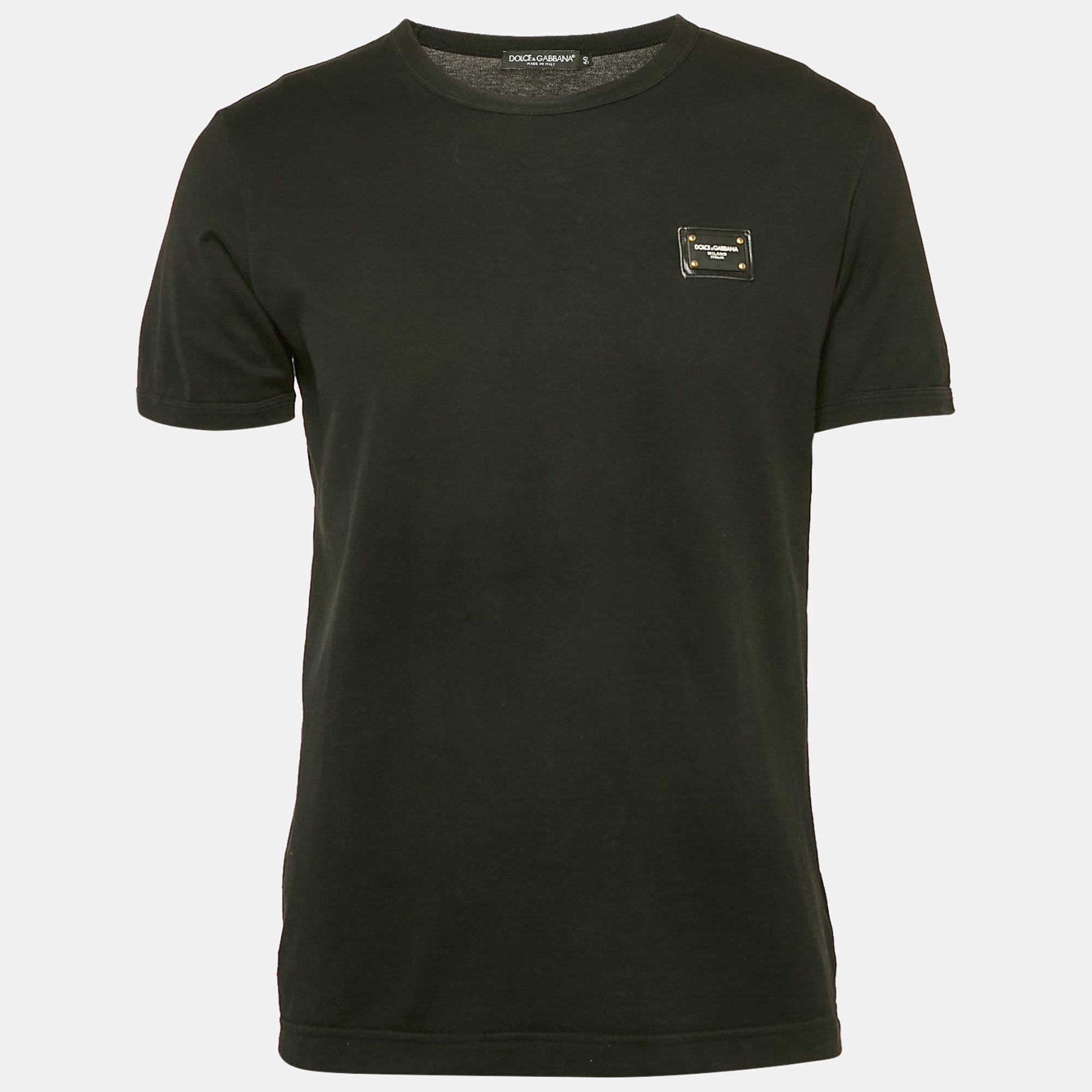 

Dolce & Gabbana Black Logo Plaque Jersey Crewneck T-Shirt L