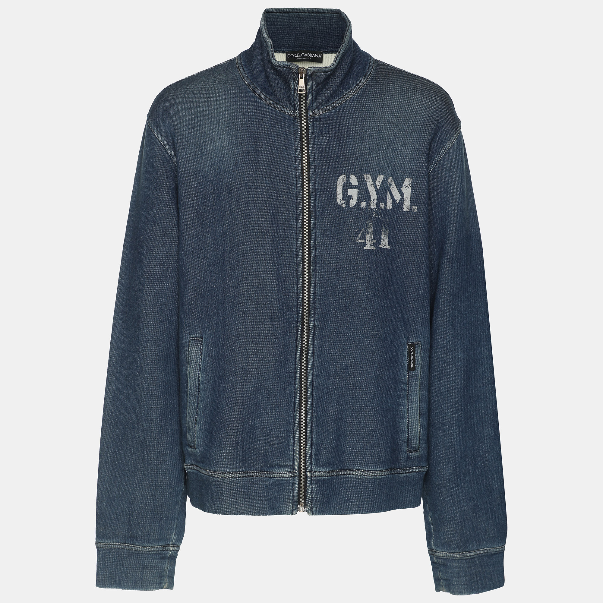 

Dolce & Gabbana Blue Stretch Cotton Blend Bomber Jacket L