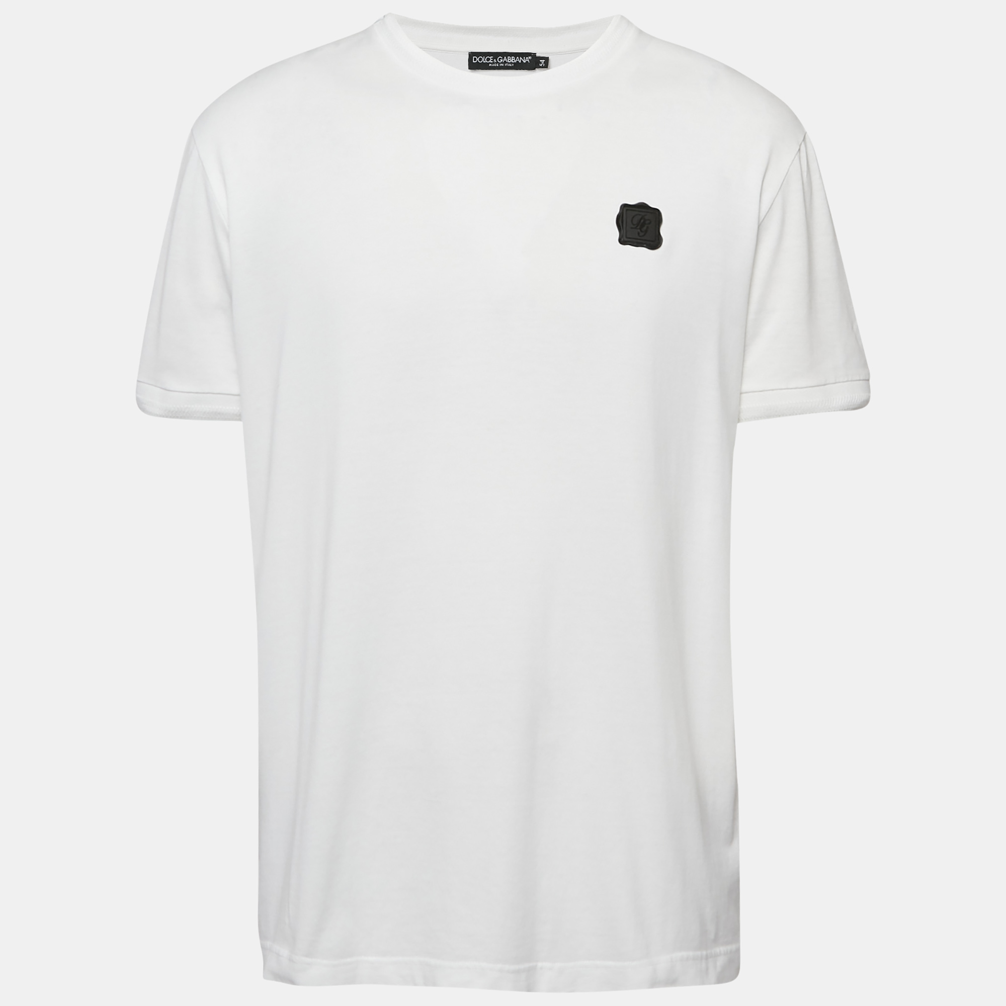 

Dolce & Gabbana White Logo Plaque Jersey Crew Neck T-Shirt XXL