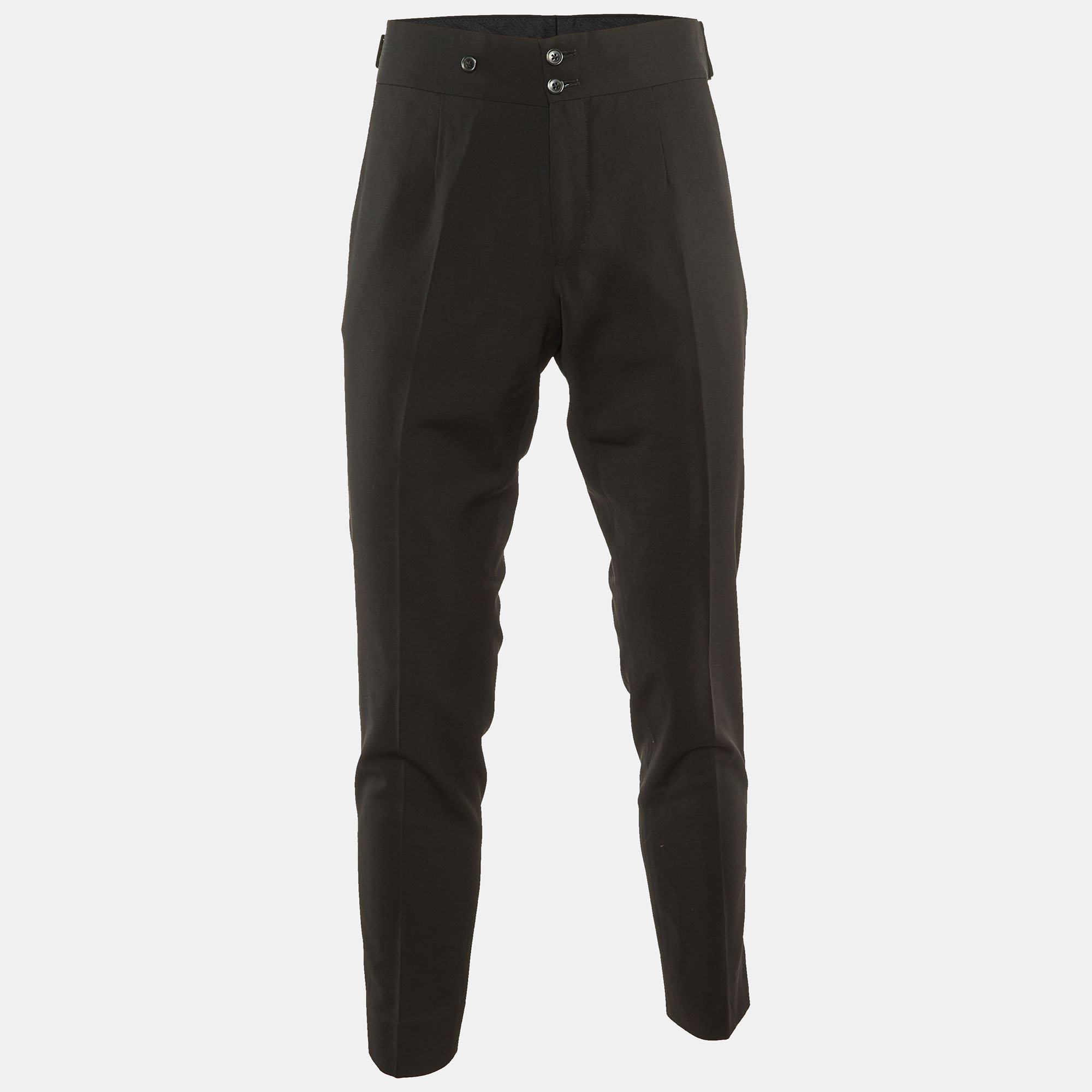

Dolce & Gabbana Black Wool & Silk Satin Detail Pants M