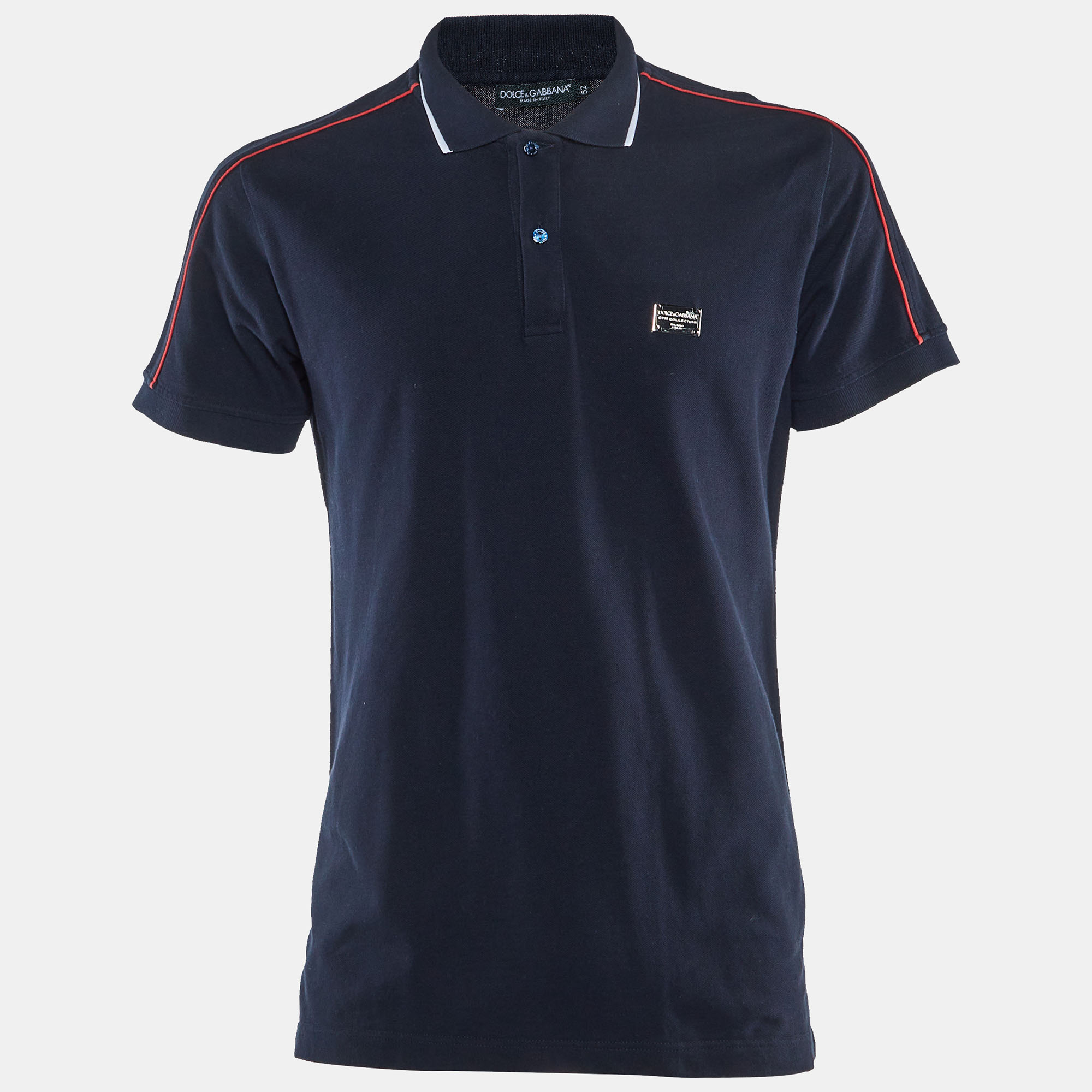 

Dolce & Gabbana Gym Collection Navy Blue Cotton Knit Polo T-Shirt XL