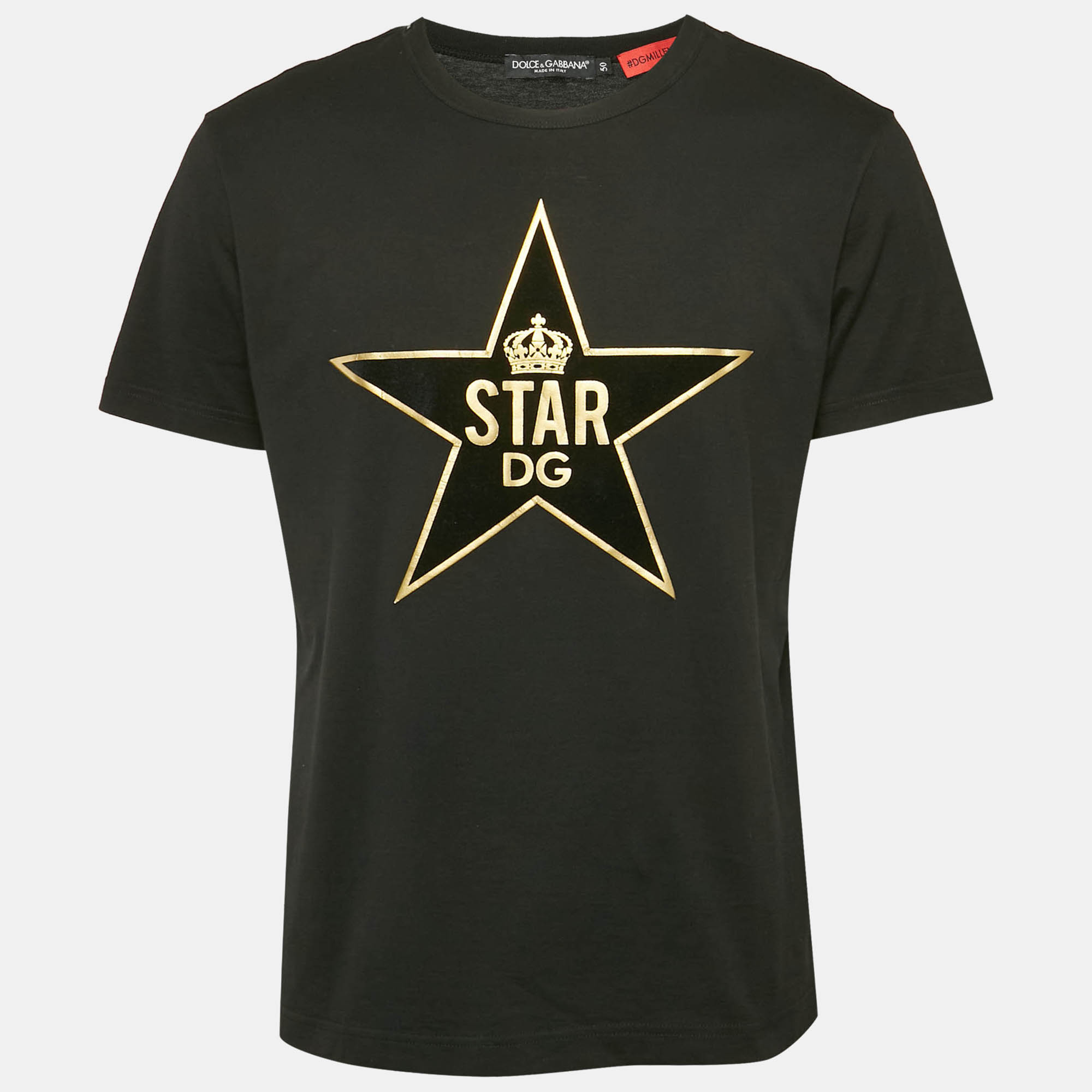 

Dolce & Gabbana Black Cotton Patch T-Shirt L