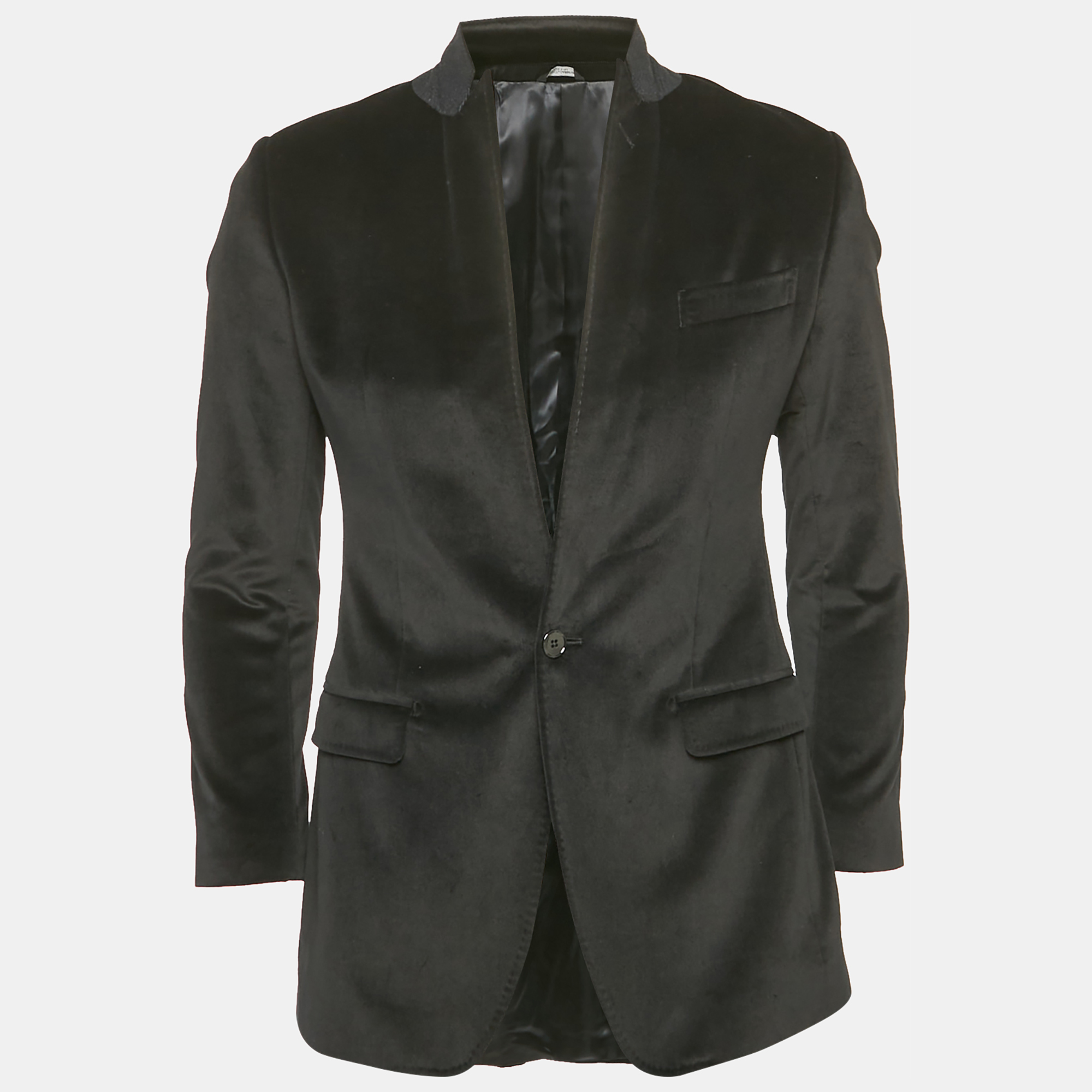 

Dolce & Gabbana Black Velvet Single Breasted Martini Blazer S