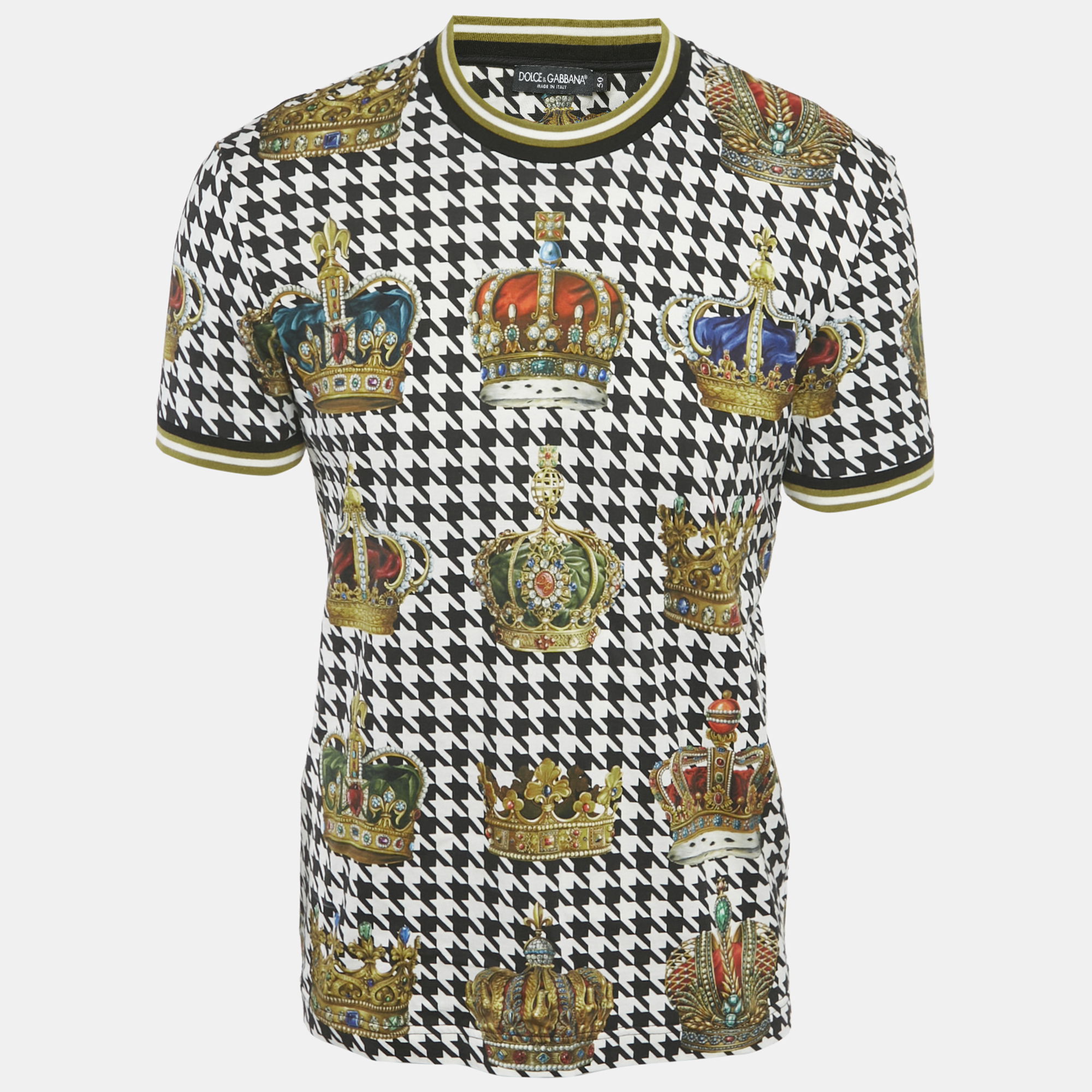 

Dolce & Gabbana Black Crown Print Cotton T-Shirt L