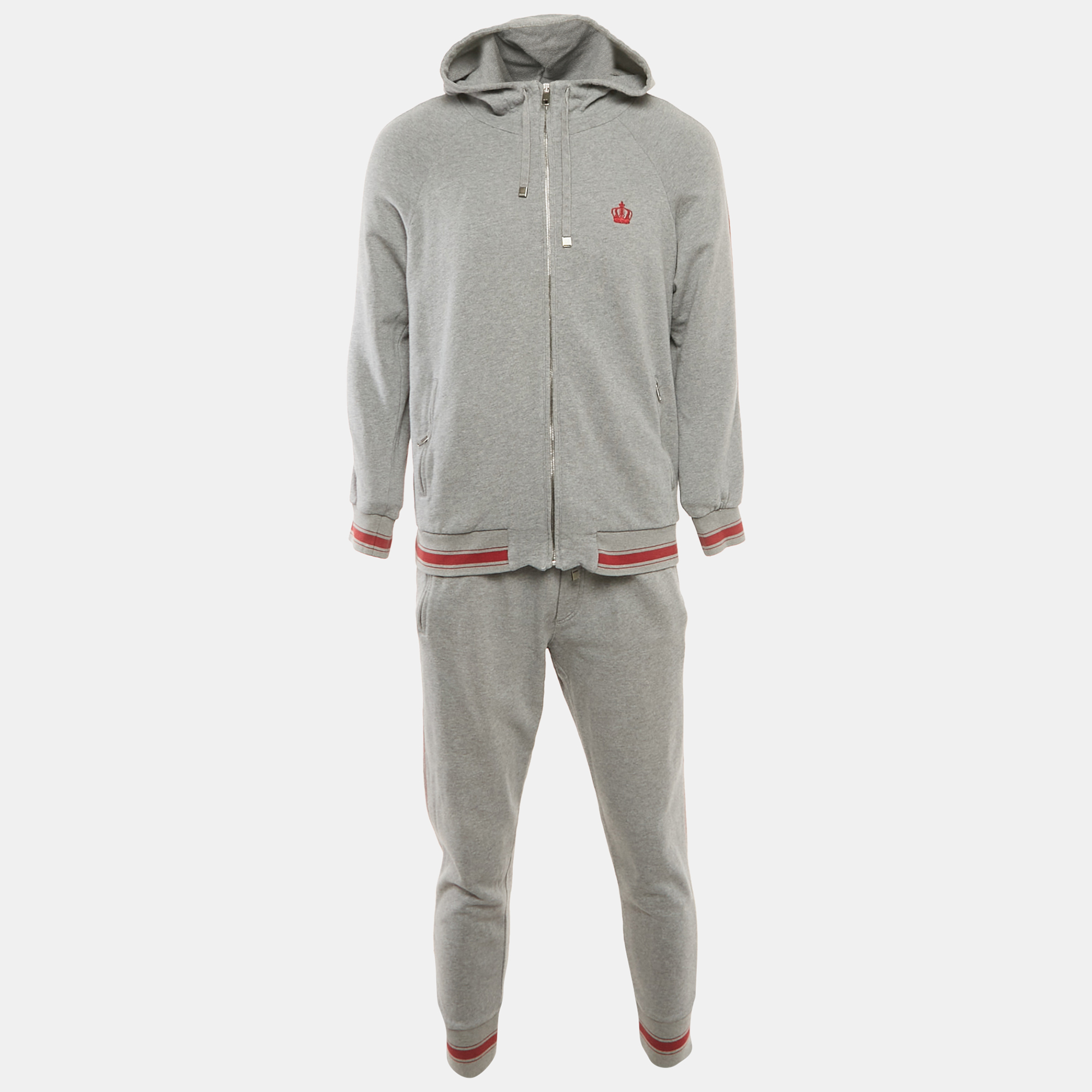 

Dolce & Gabbana Grey Cotton Knit Hooded SweatJacket & Joggers L