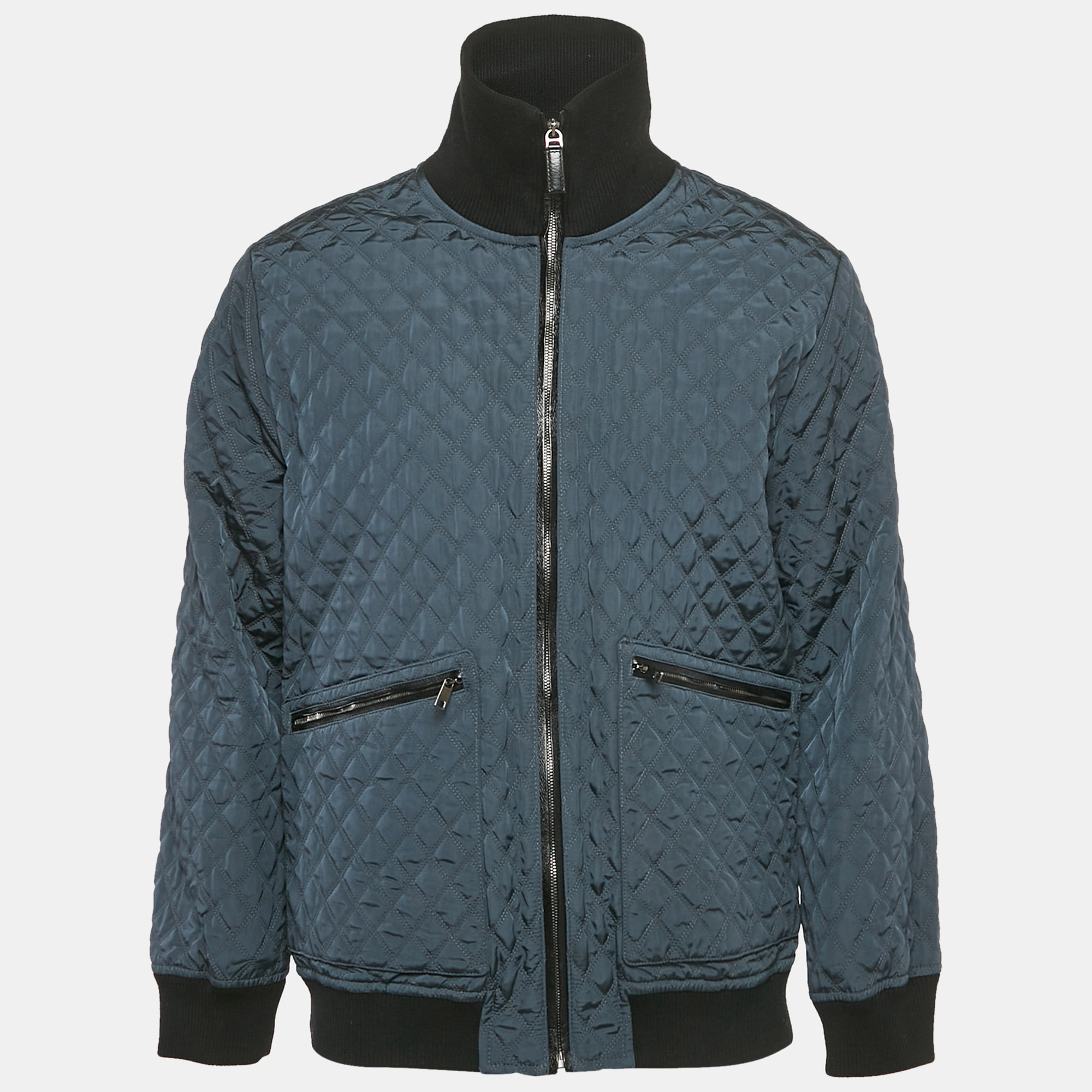 

Dolce & Gabbana Blue/Black Nylon and Cotton Jacket XL