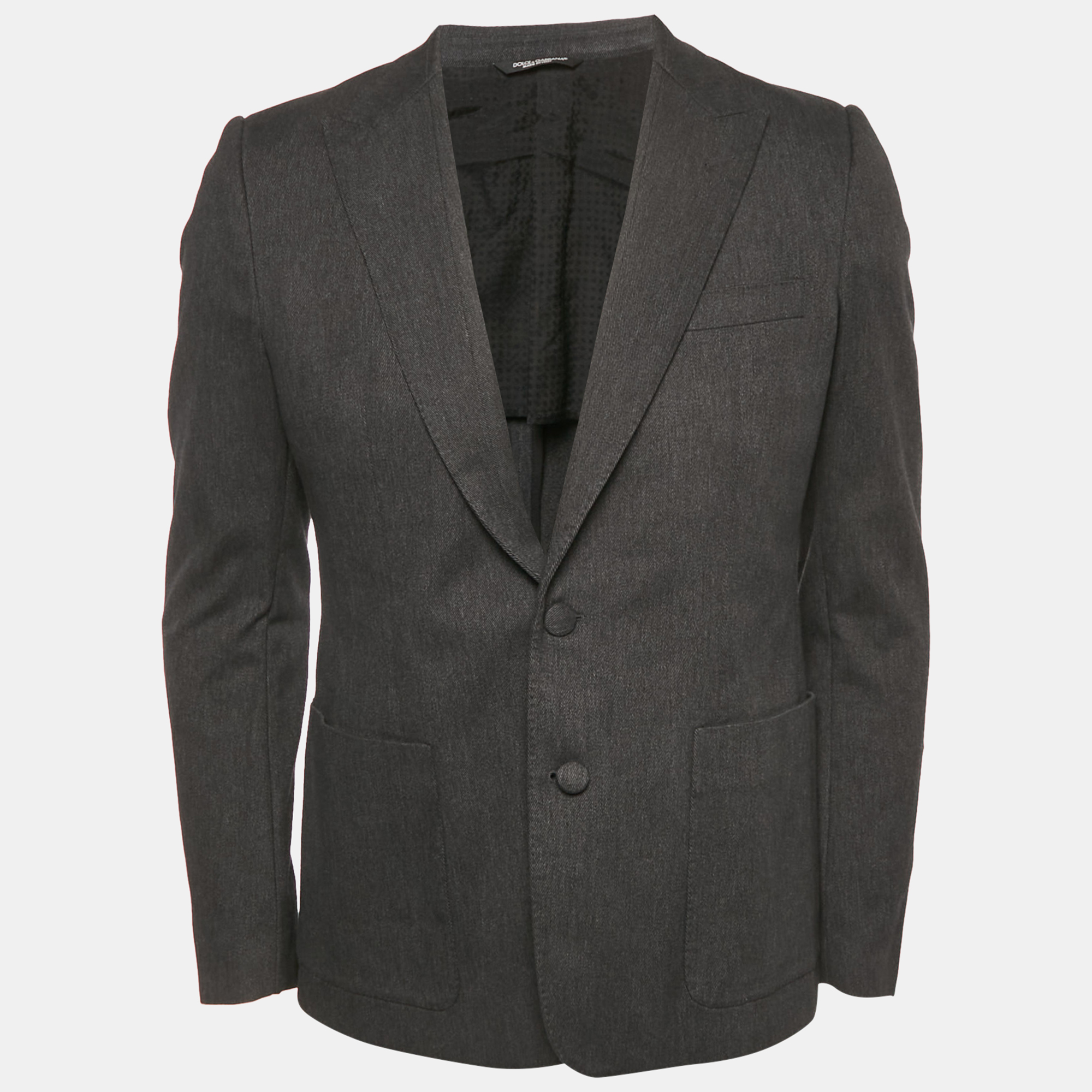 

Dolce & Gabbana Dark Grey Denim Single Breasted Blazer L