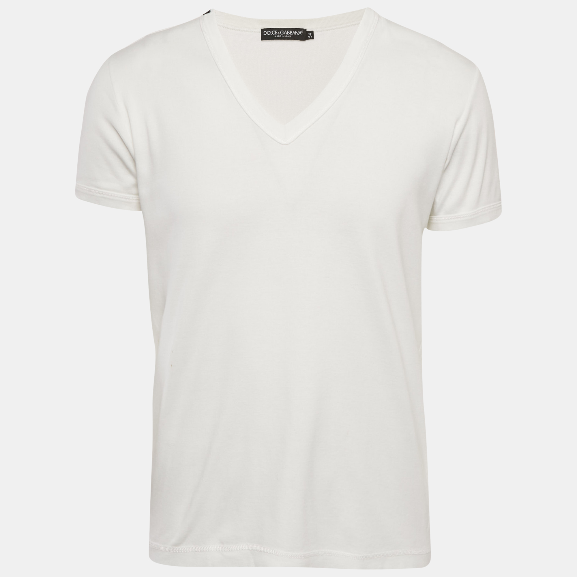 

Dolce & Gabbana White Jersey V-Neck T-Shirt XXL